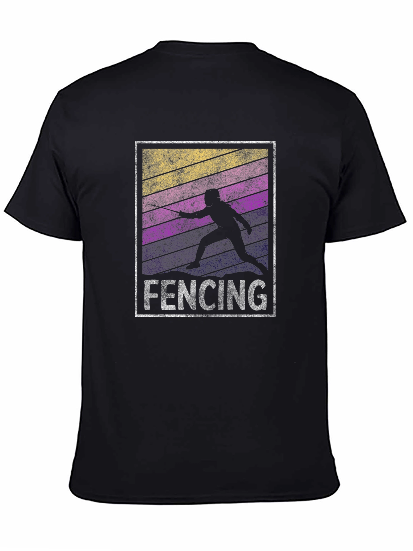 Black Fencing Silhouette T-Shirt - Retro Style view 4