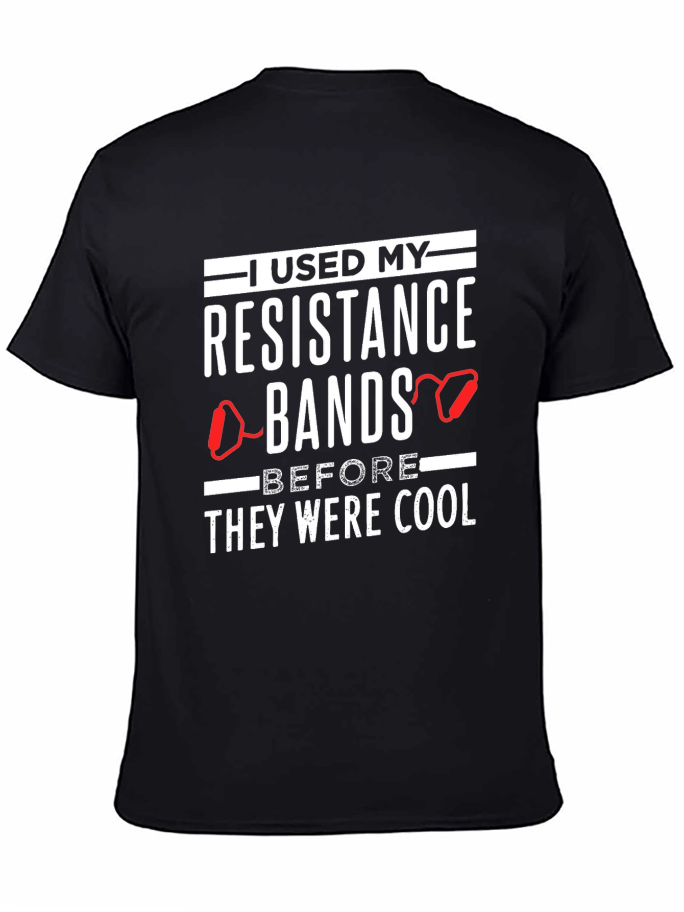 Black Resistance Bands Funny Workout T-Shirt view 4