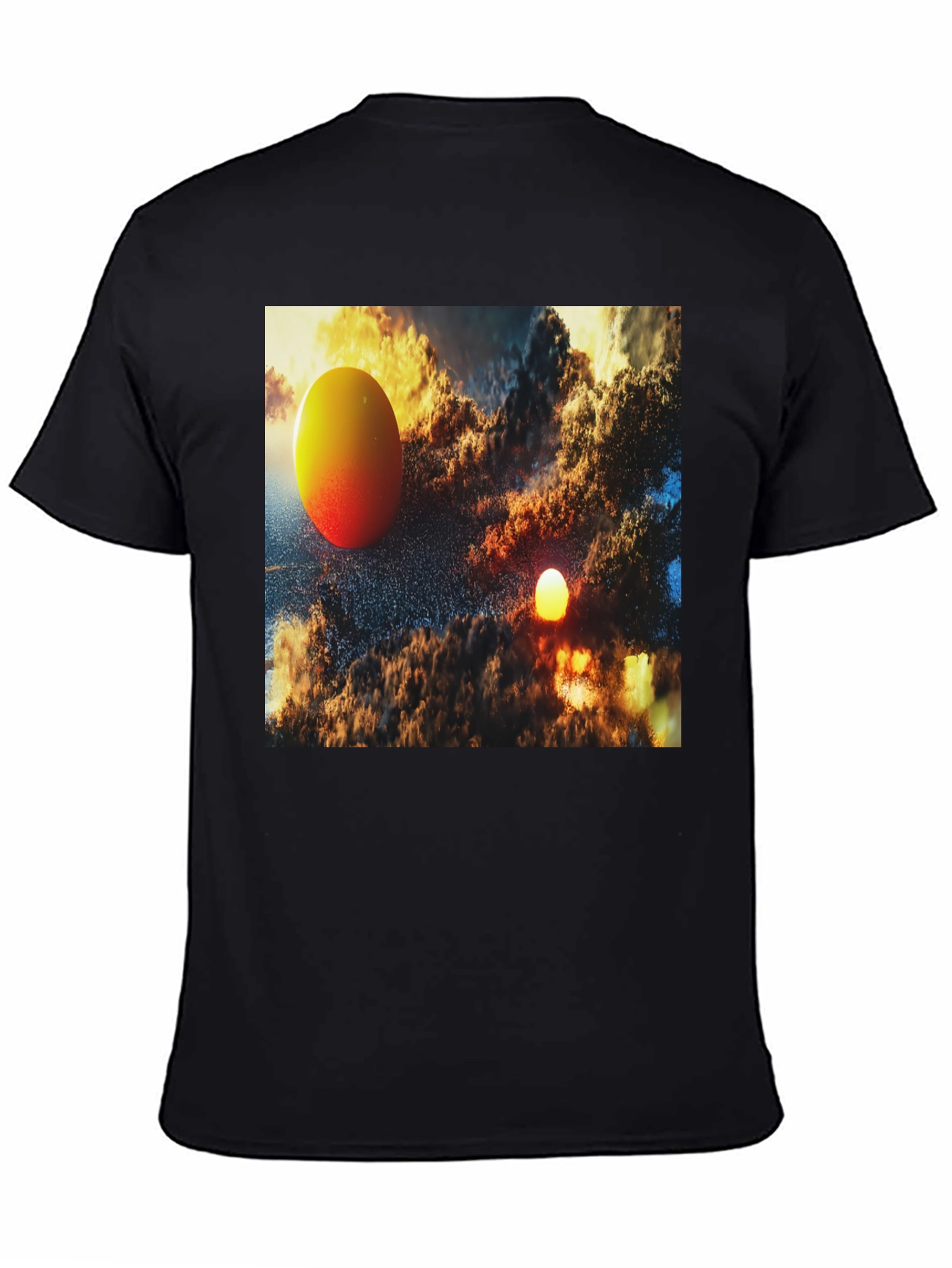 Black Abstract Art Graphic Tee - Black Cotton Blend T-Shirt view 4