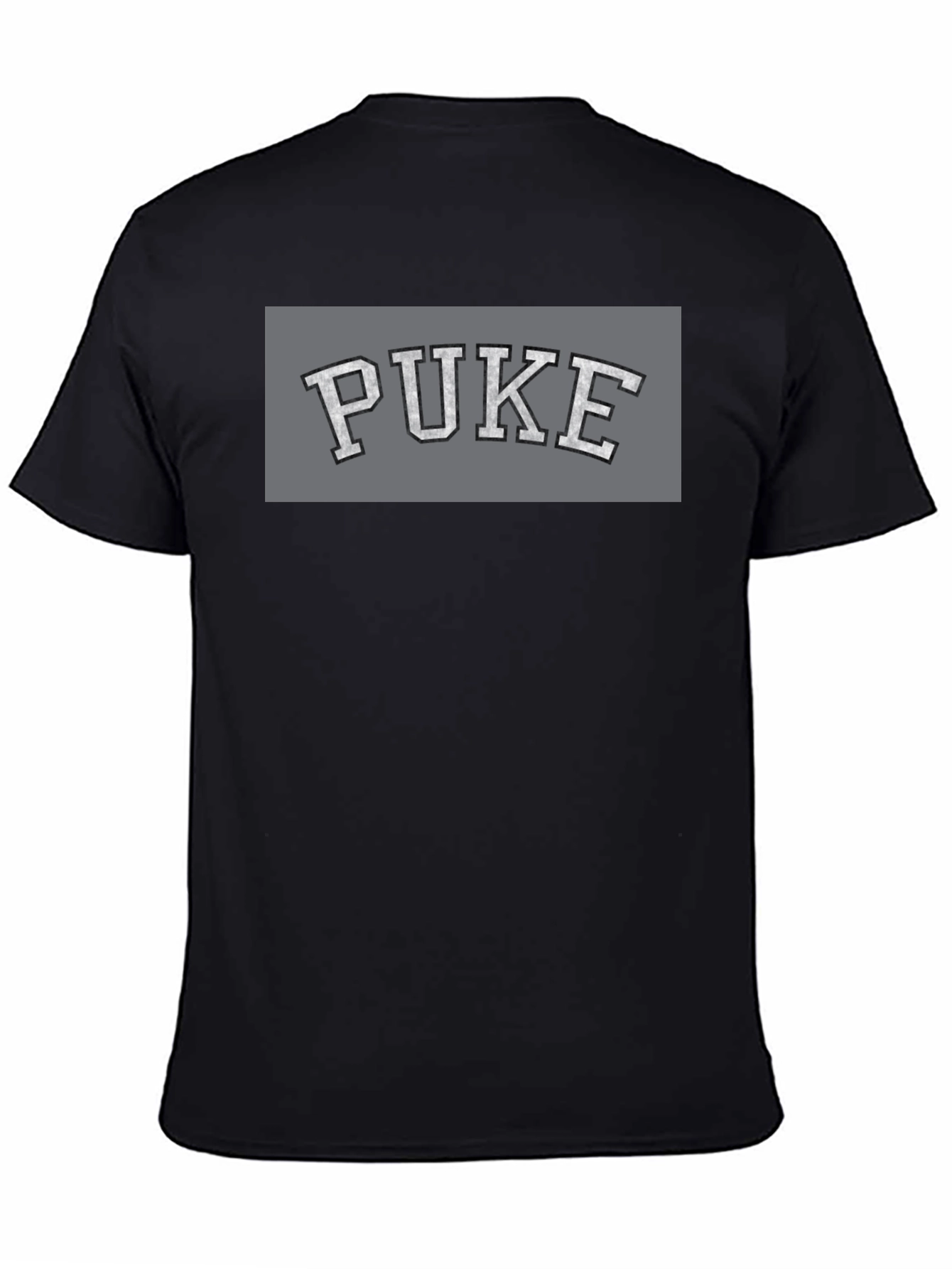 Black PUKE Graphic Tee - Collegiate Style Black T-Shirt view 4