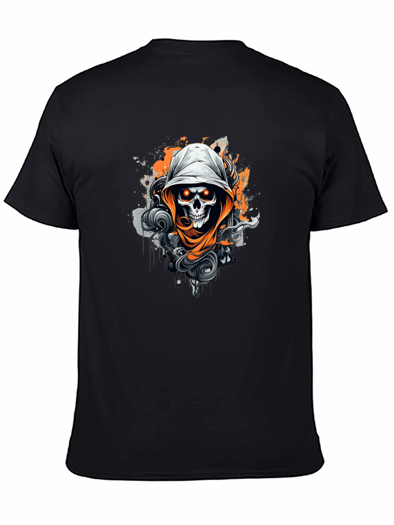 Black Skull Graphic Print Crew Neck T-Shirt view 4