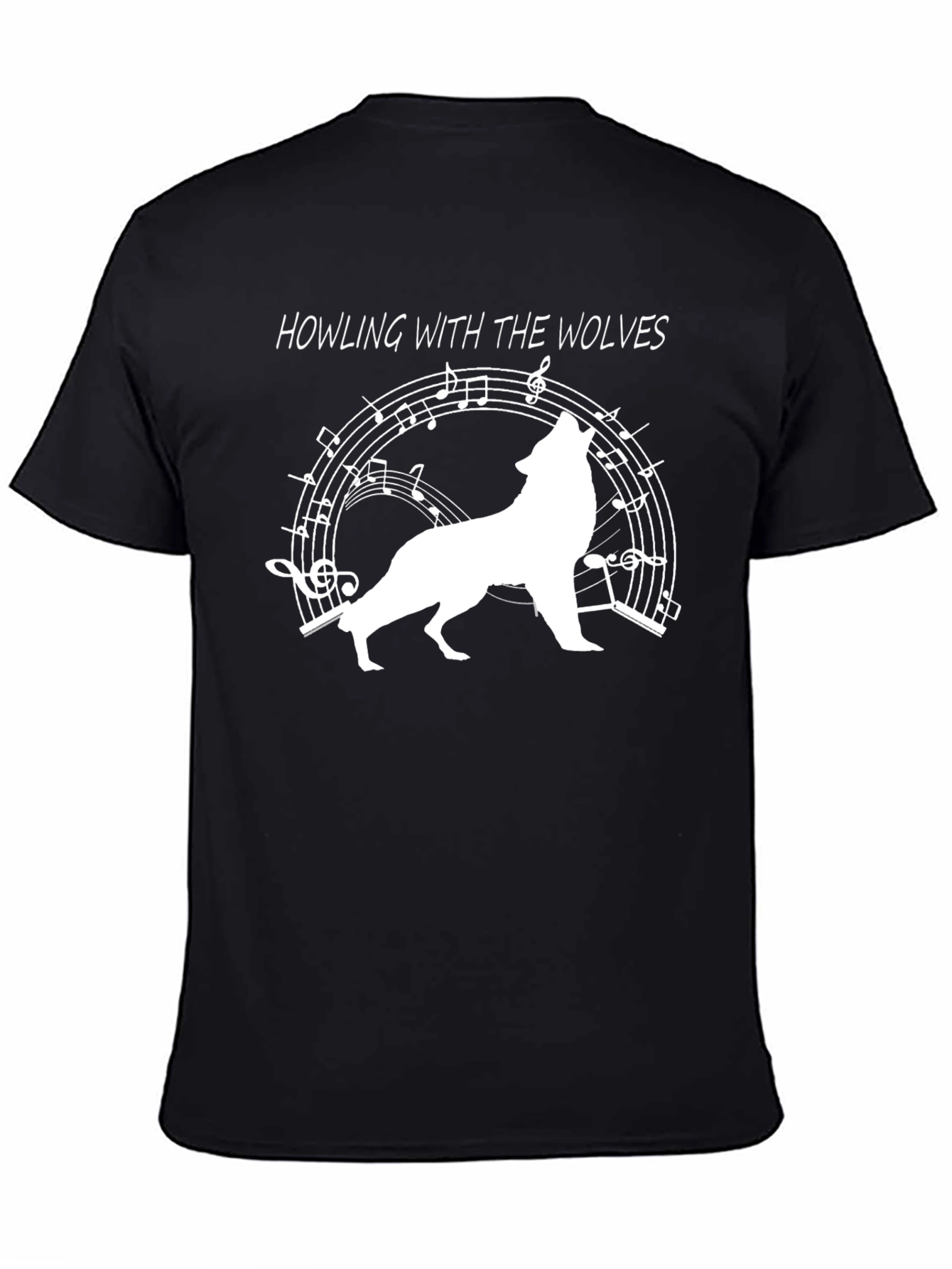 Black Howling with the Wolves Graphic Tee view 4