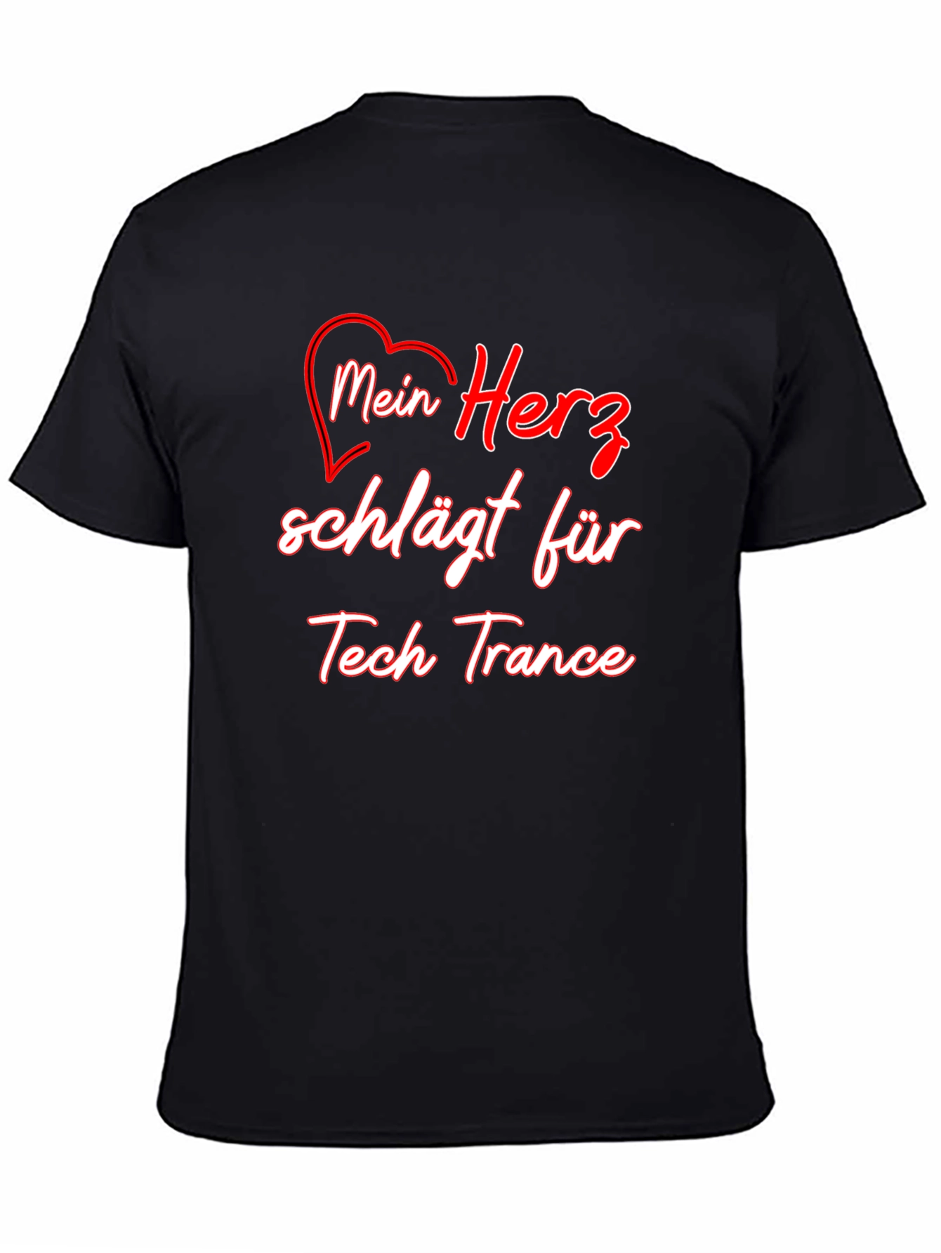 Black Mein Herz Schlägt Für Tech Trance Black T-Shirt view 4