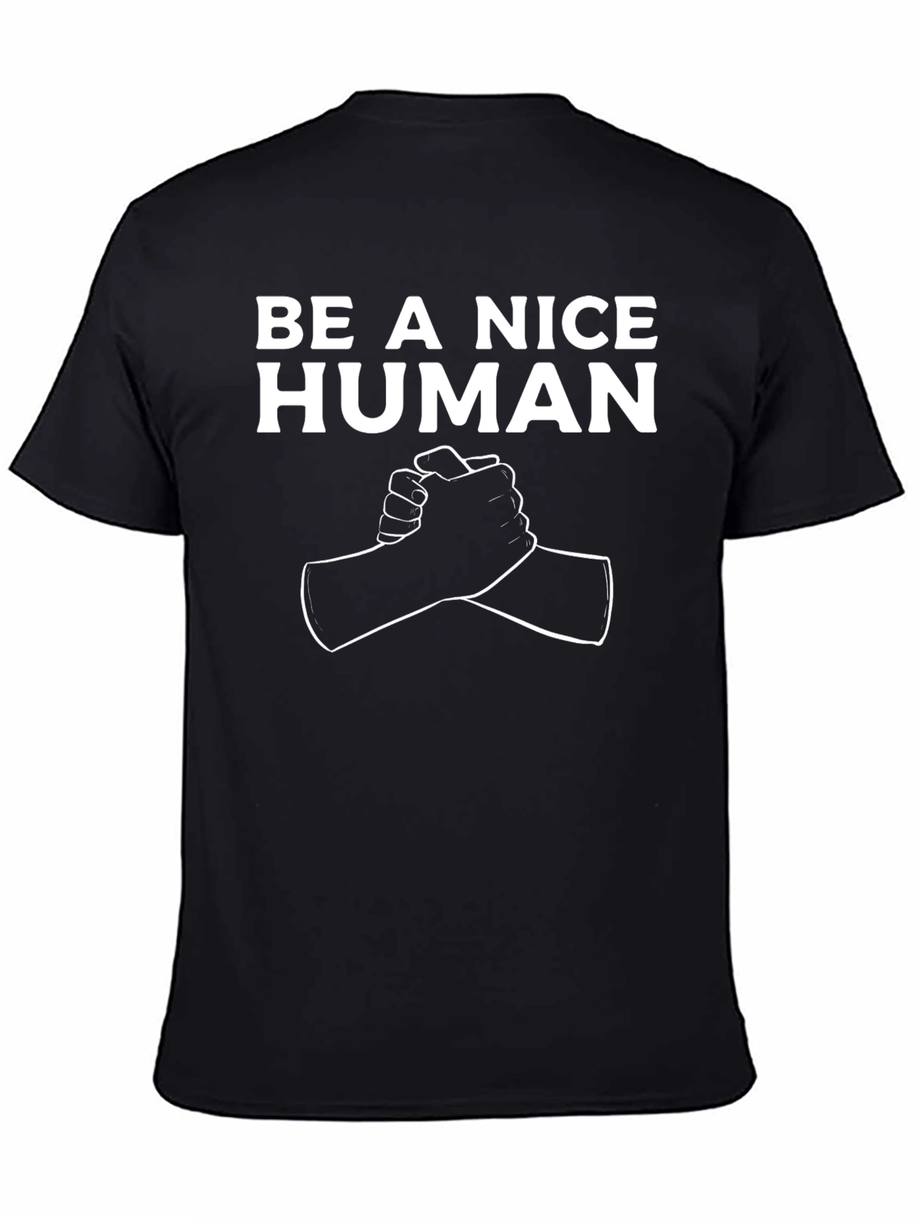 Black Be A Nice Human Graphic Tee - Soft Cotton Blend view 4