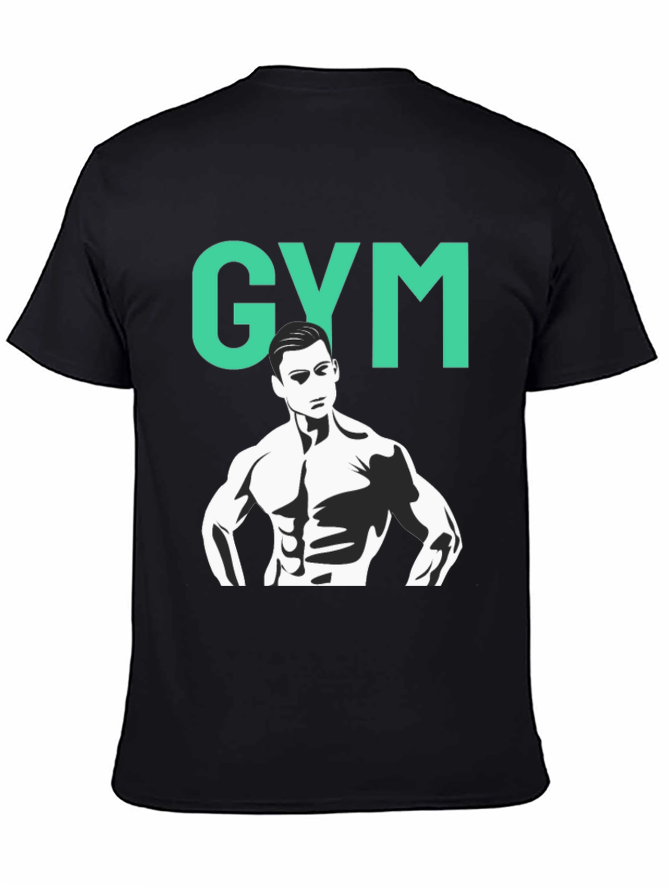 Black Gym Graphic Tee - Black Cotton Training Shirt view 4
