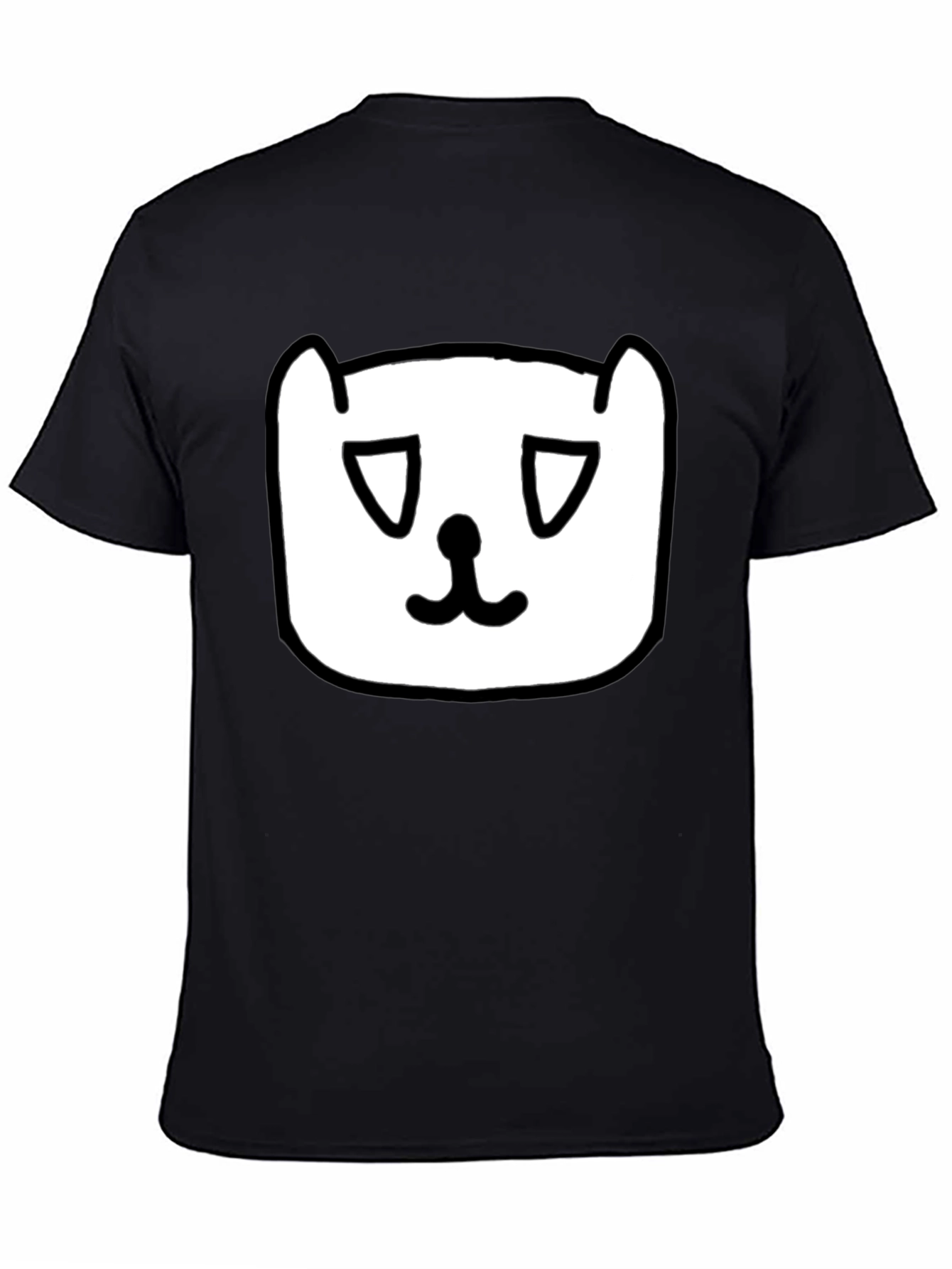 Black Sad Cat Face Graphic Black T-Shirt view 4