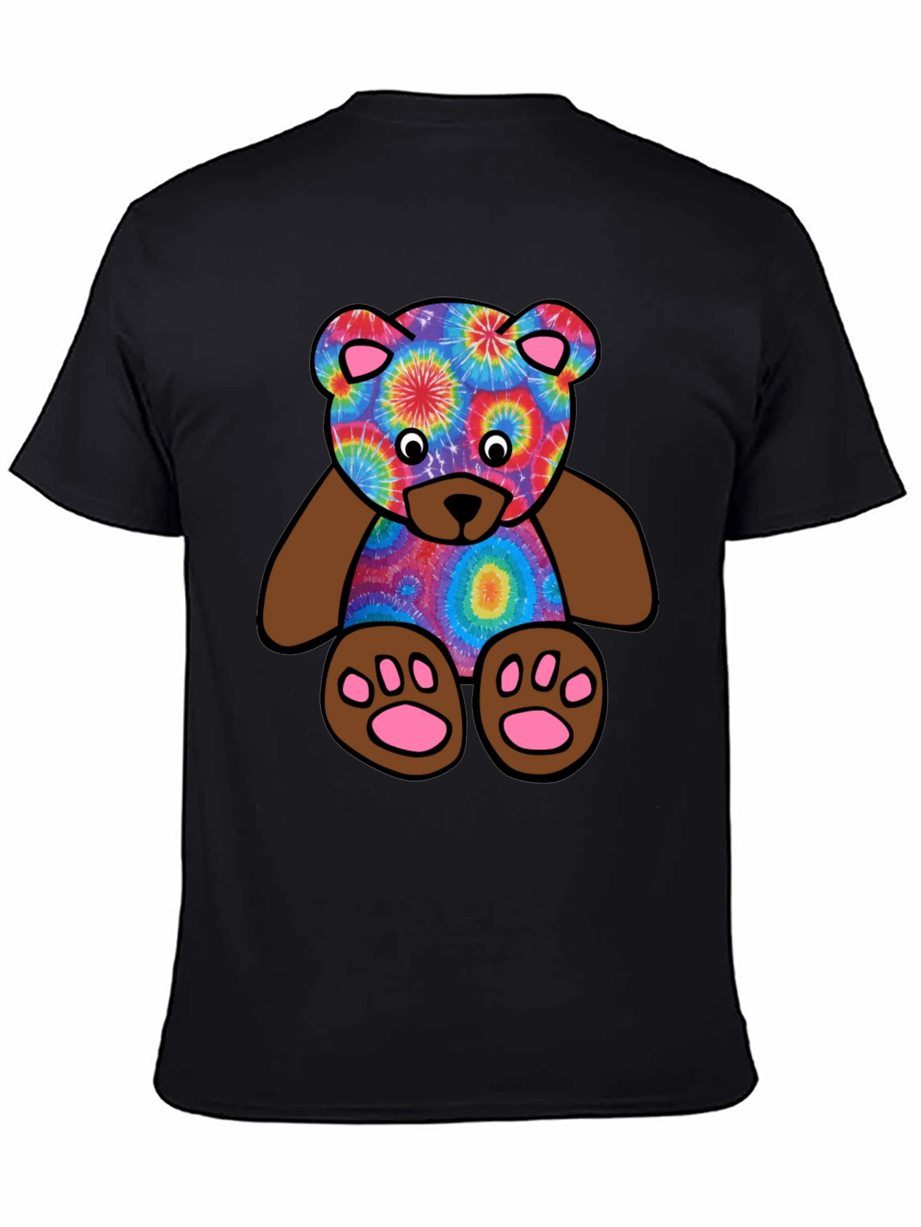 Black Tie-Dye Teddy Bear Graphic T-Shirt view 4