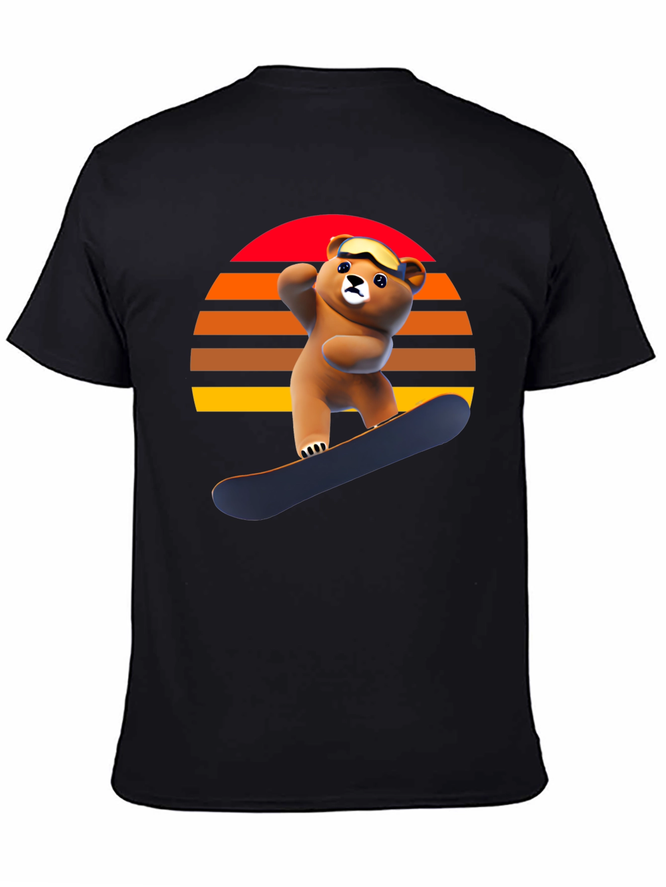 Black Snowboarding Bear Graphic Tee - Retro Style view 4