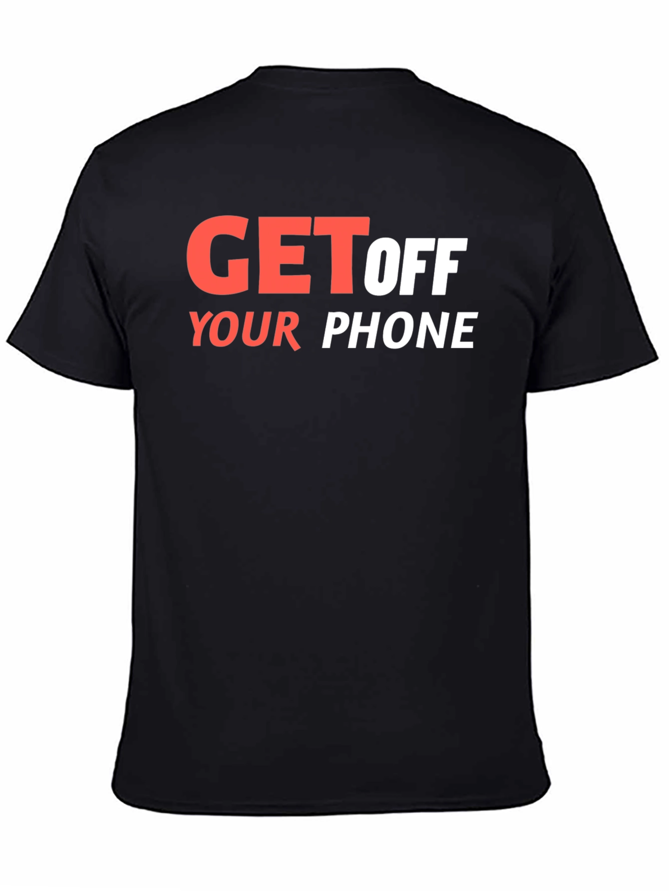 Black Get Off Your Phone Graphic Tee - Black Cotton Blend view 4