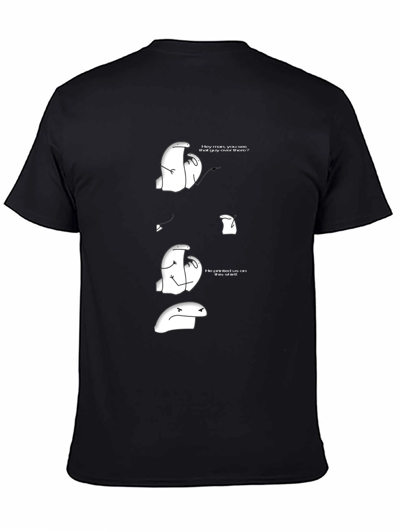 Black Humorous Cartoon Graphic Tee - Black Casual T-Shirt view 4