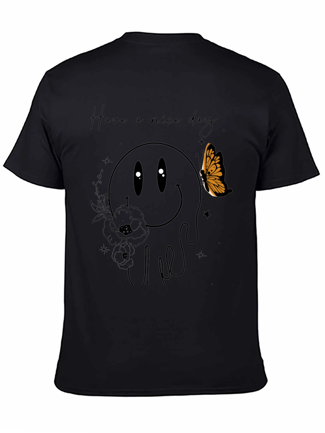 Black Have a Nice Day Smiley Face Graphic Tee - Black view 4