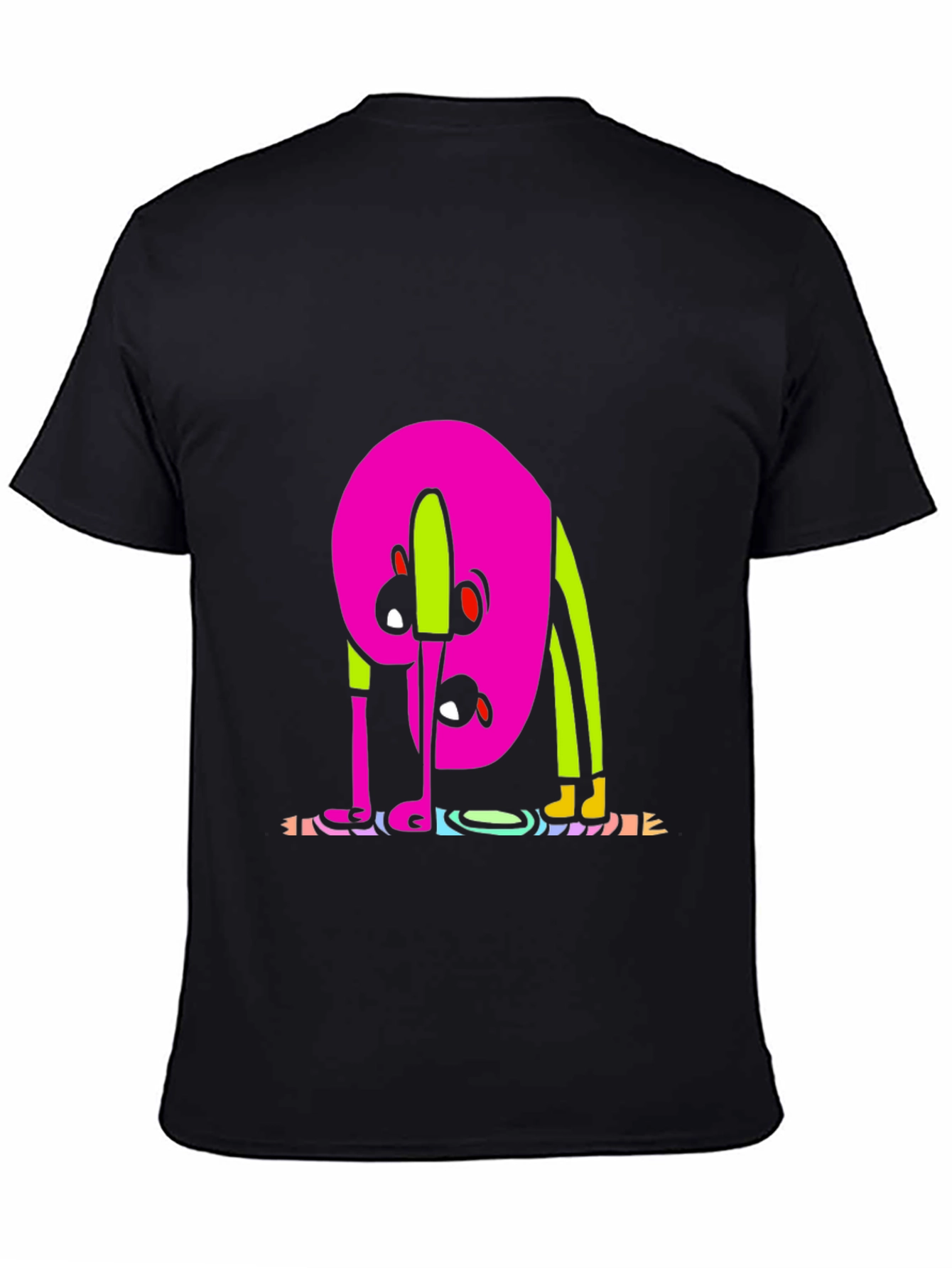 Black Funky Cartoon Graphic Tee - Black view 4