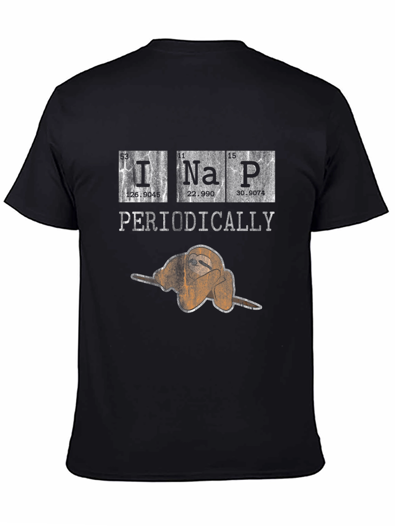 Black Periodically Nap Sloth Graphic T-Shirt view 4
