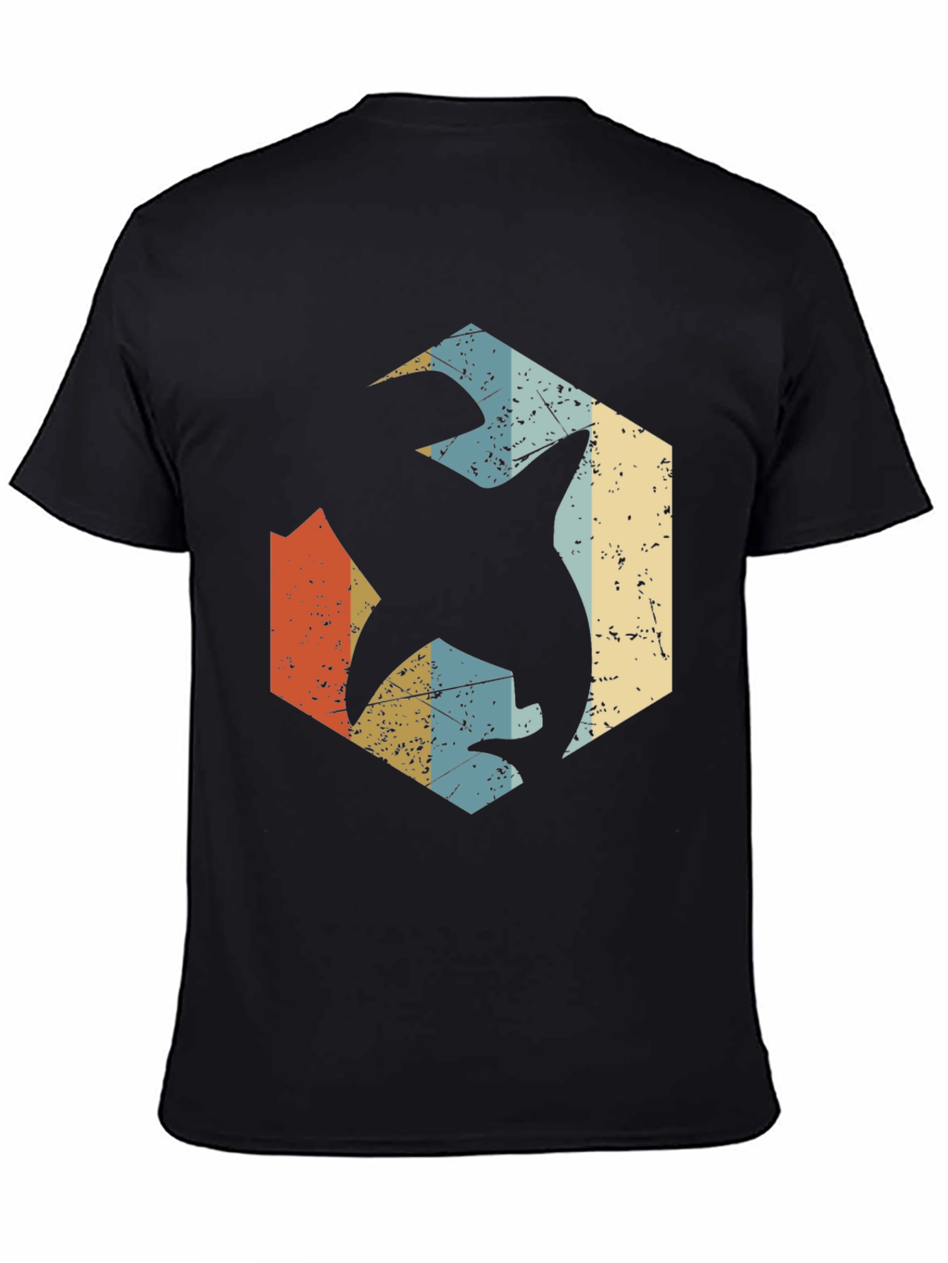 Black Retro Shark Graphic Tee - Black Cotton Blend view 4