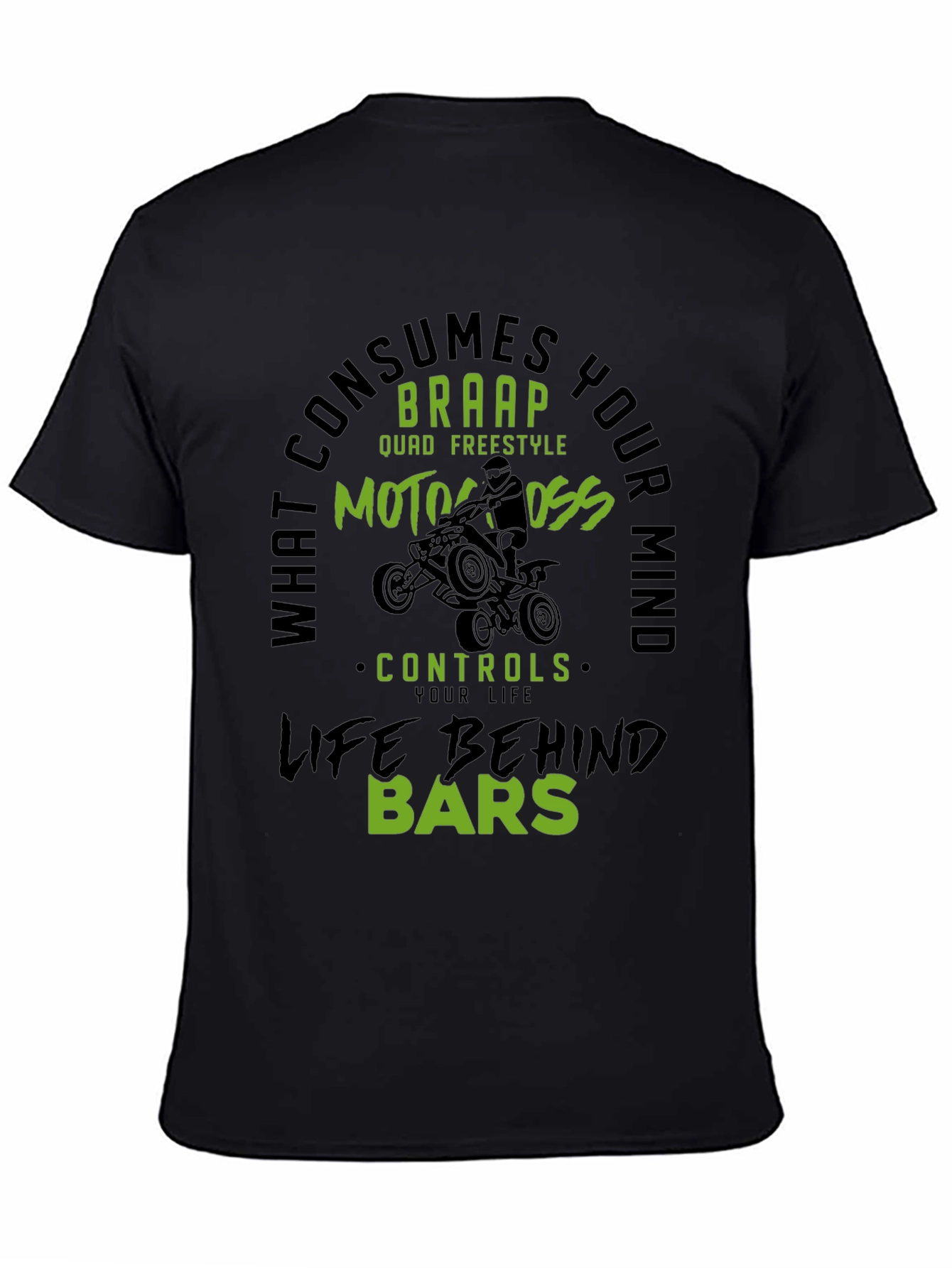Black Motocross Life Behind Bars Graphic Tee view 4