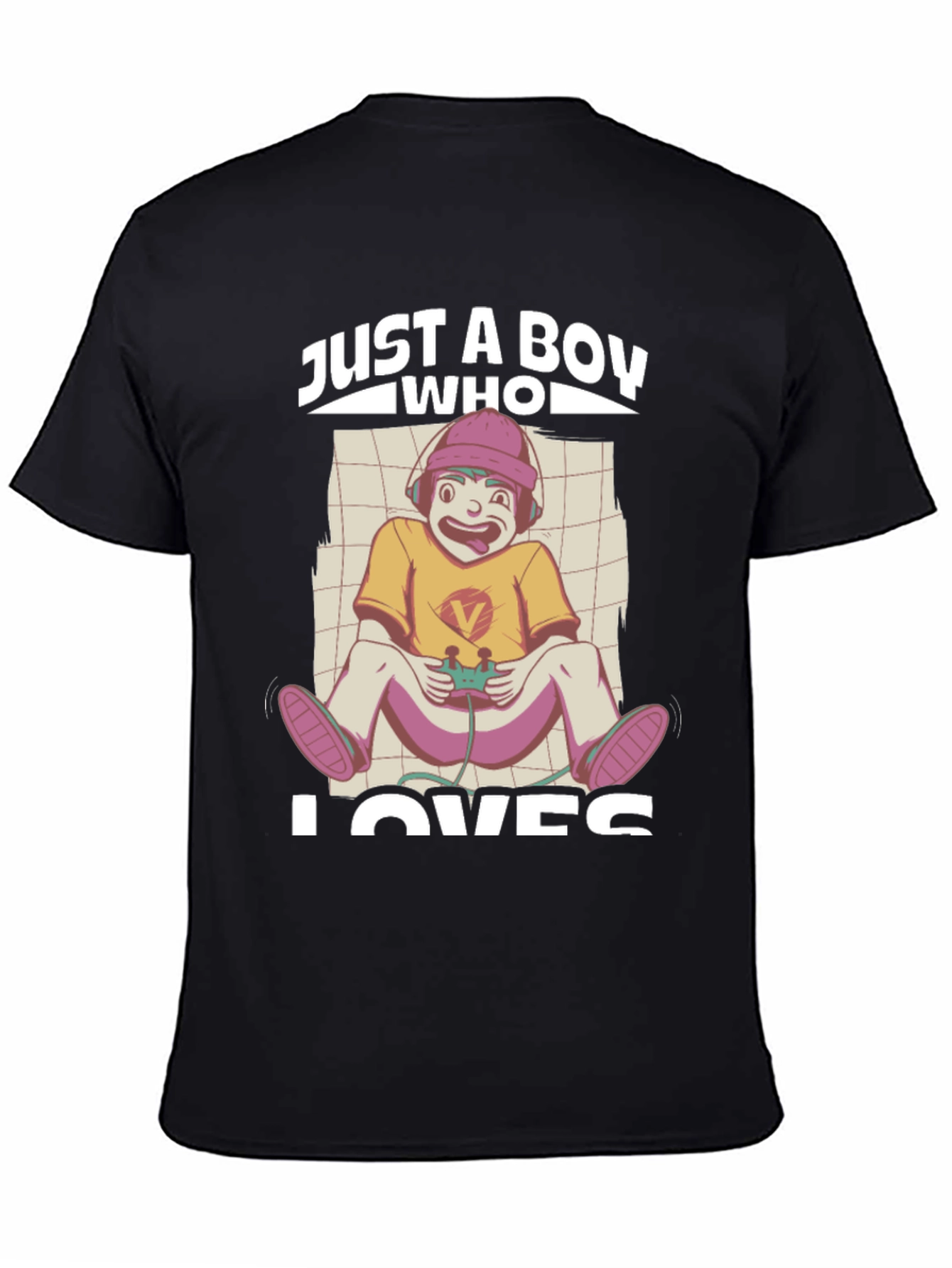 Black Just a Boy Who Loves Gaming Black T-Shirt view 4
