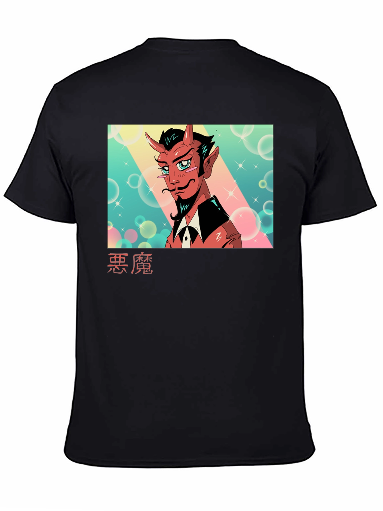 Black Anime Devil Graphic Tee - Soft Cotton Black T-Shirt view 4