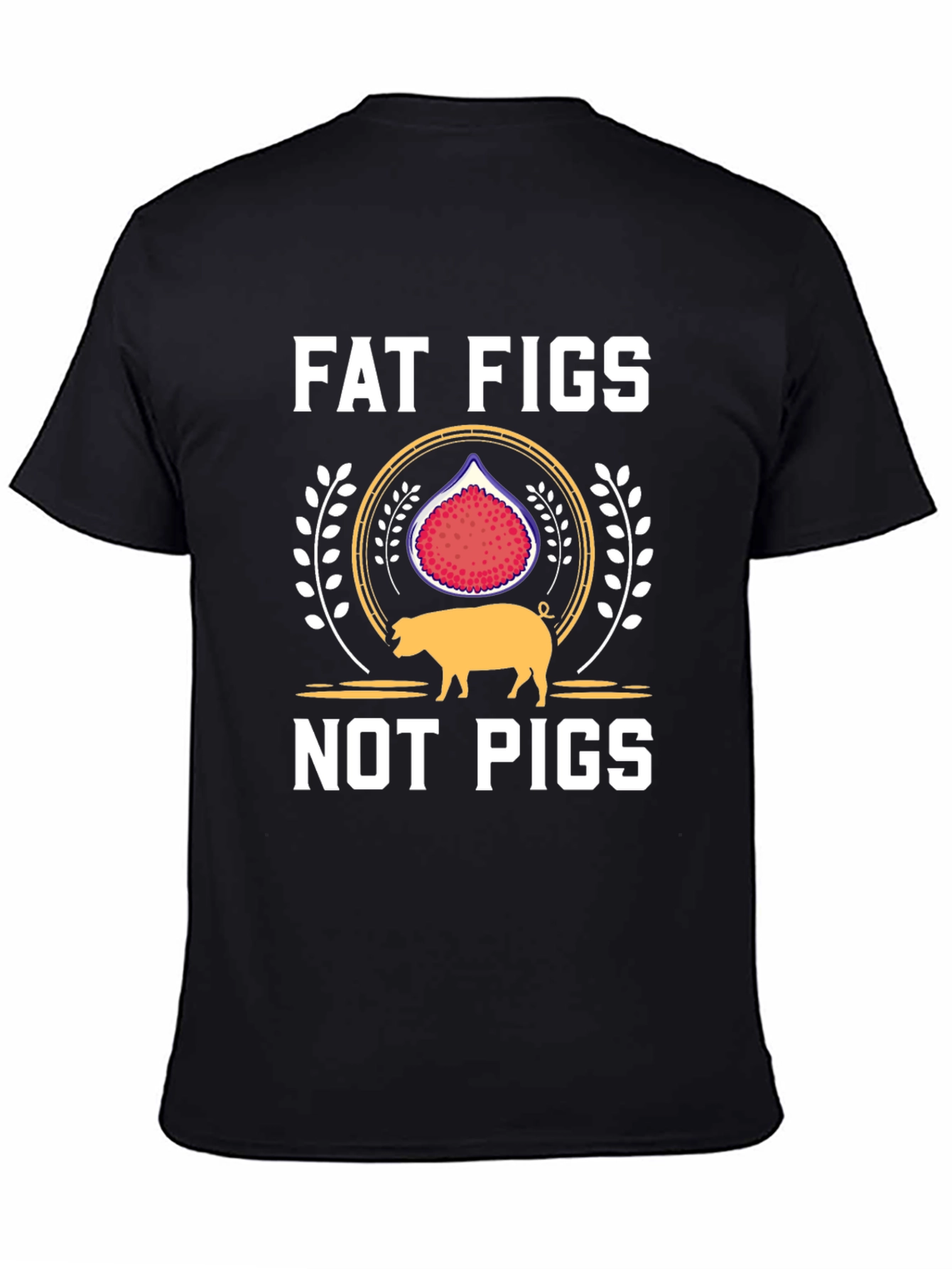 Black Fat Figs Not Pigs Graphic Tee view 4