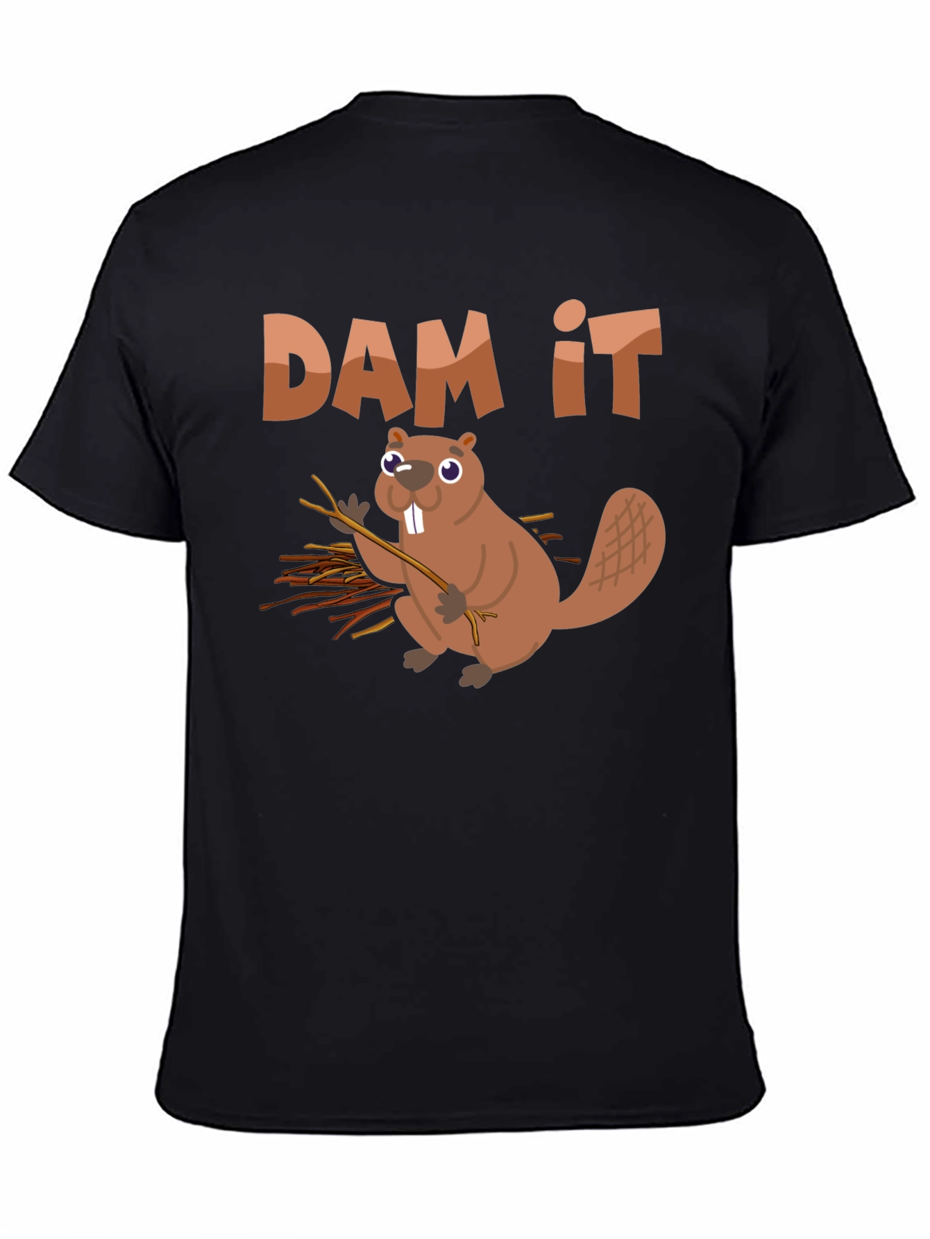 Black Funny Beaver "Dam It" Graphic T-Shirt view 4