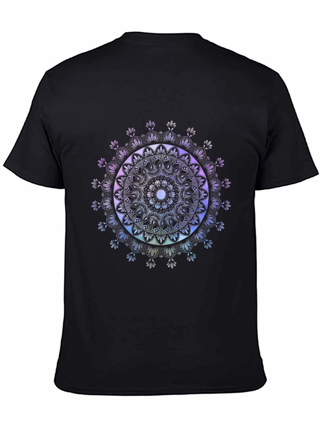 Black Mandala Art Black T-Shirt view 4