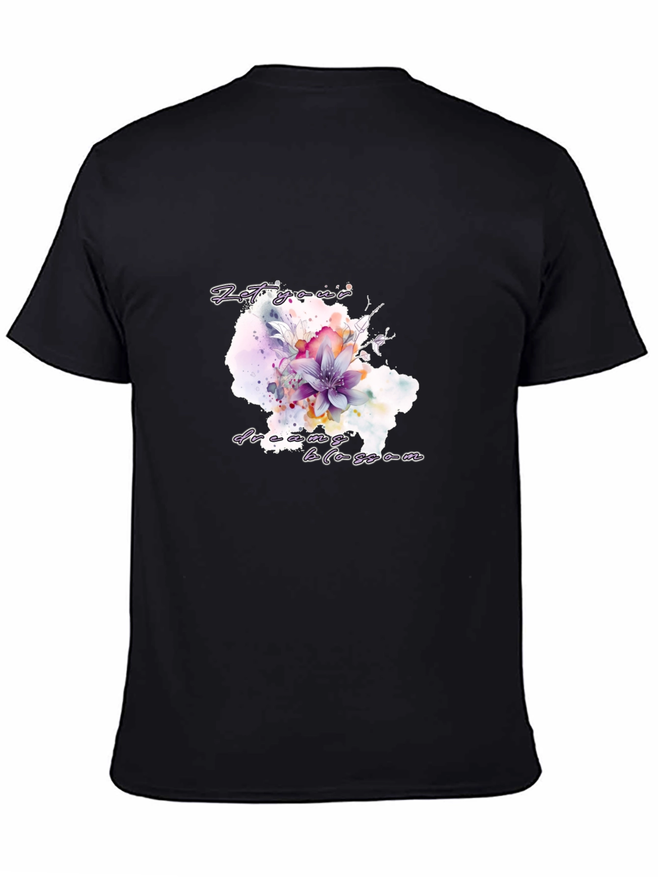 Black Floral Bloom Graphic Tee - Let Your Dreams Blossom view 4