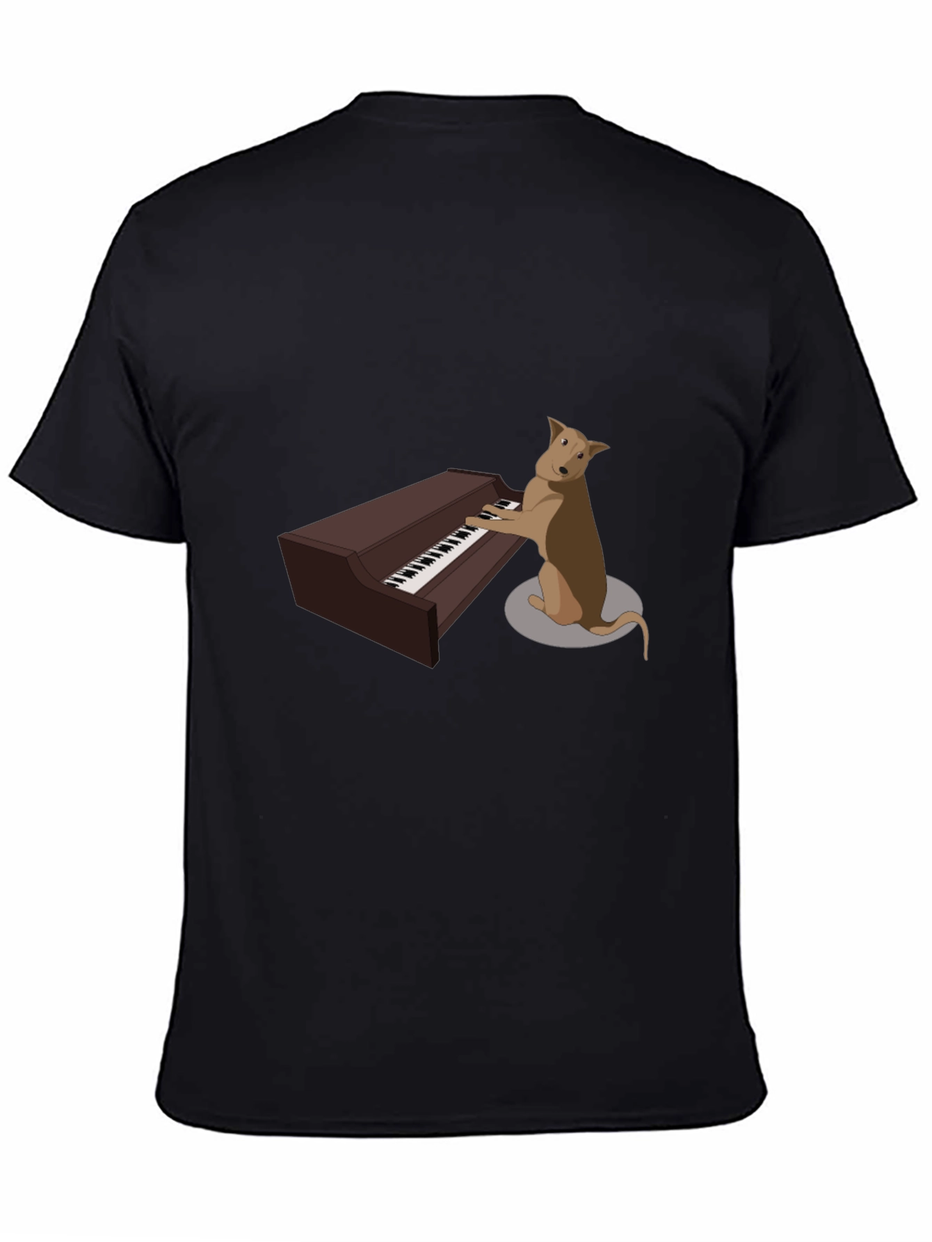 Black Dog Playing Piano T-Shirt - Funny Music Tee view 4