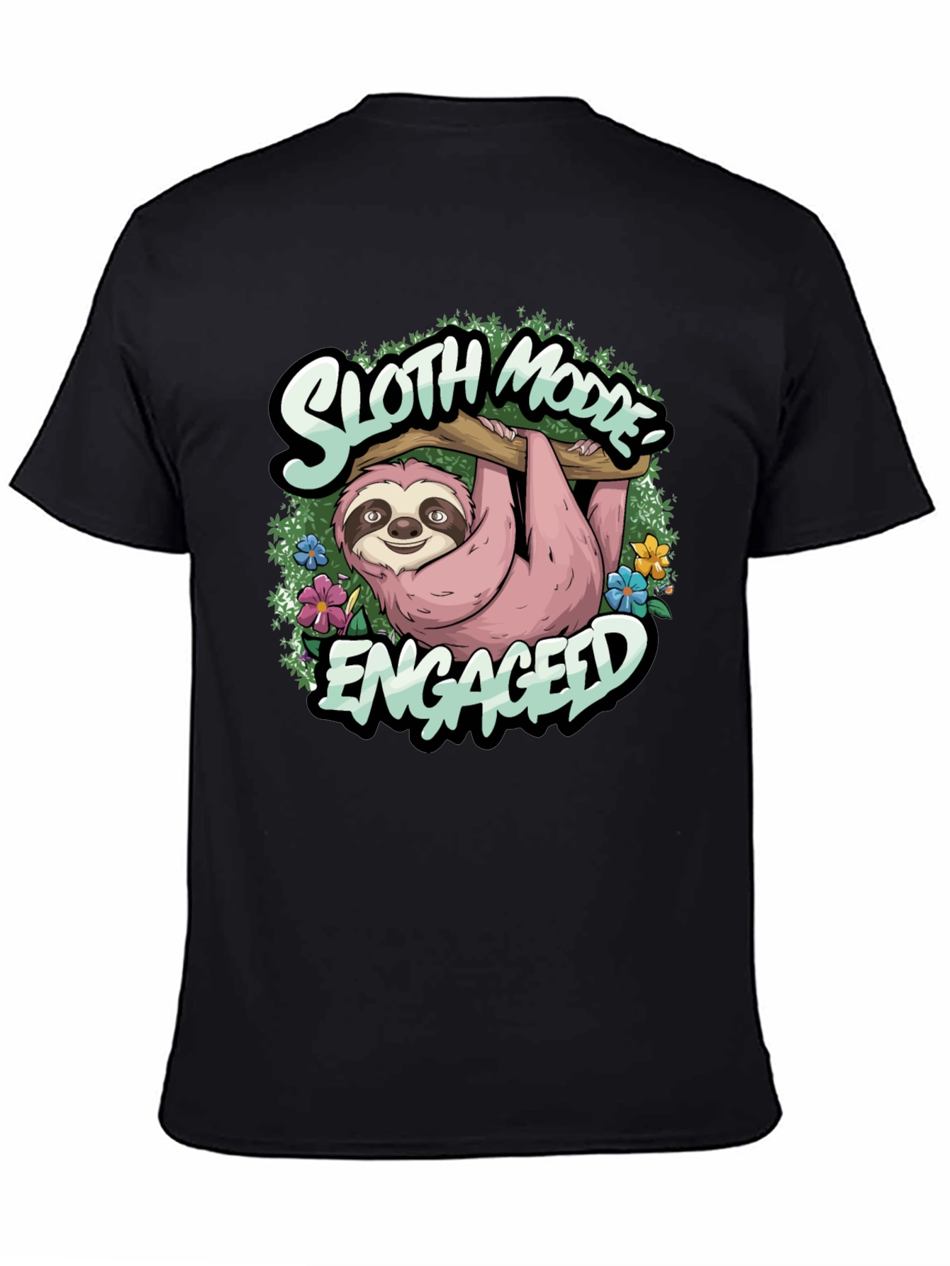 Black Sloth Mode Engaged Tee - Relaxed Casual Wear view 4