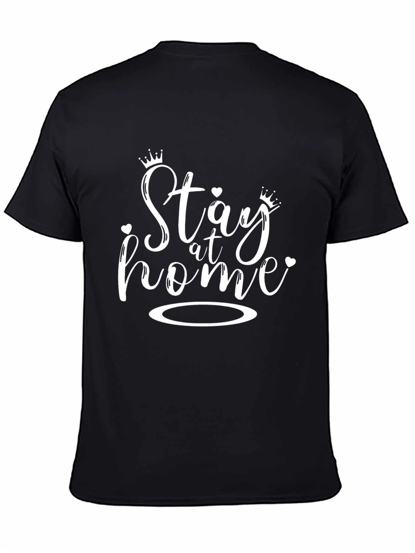 Black Stay at Home Graphic Tee - Black Cotton T-Shirt view 4