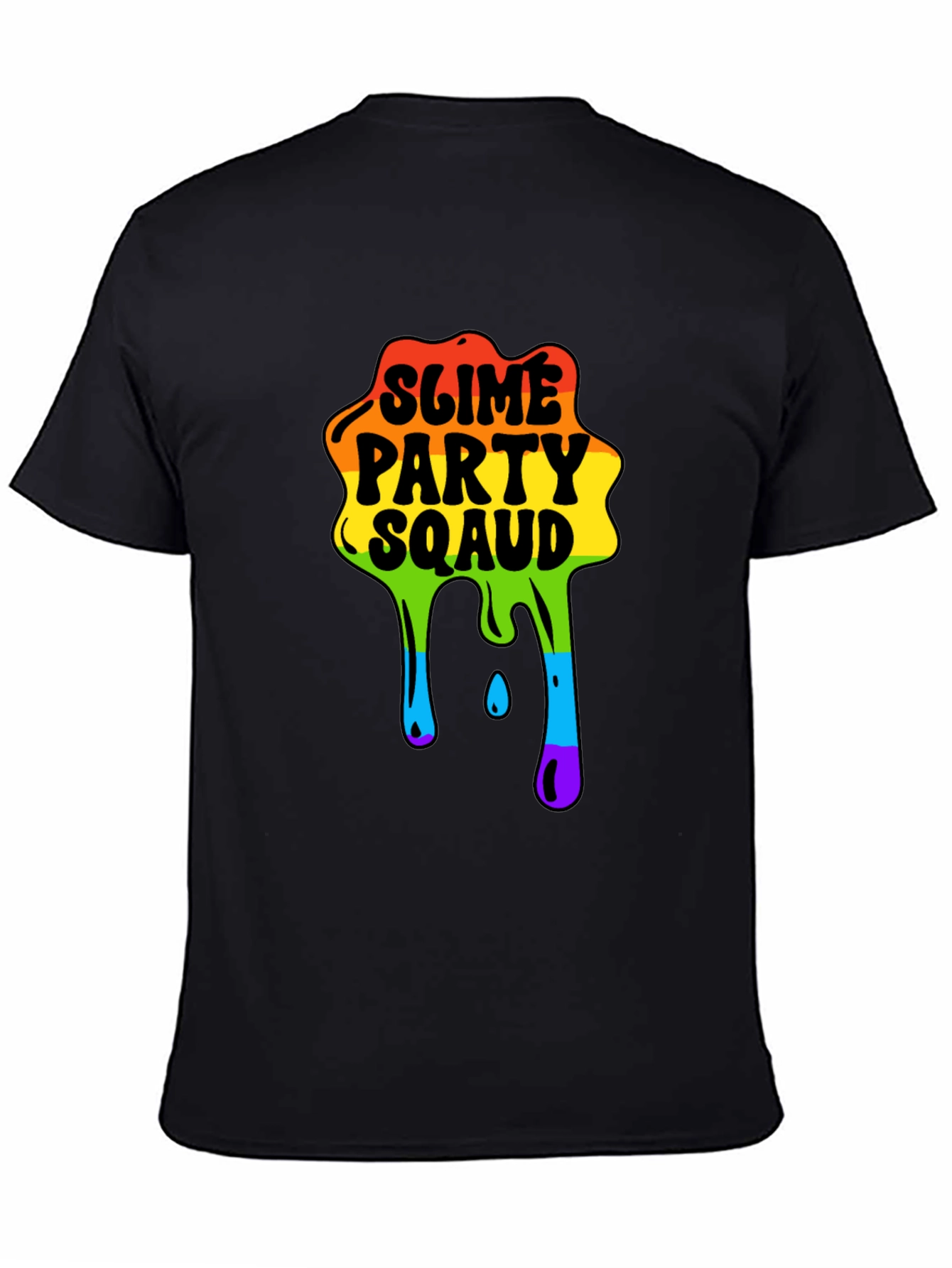 Black Slime Party Squad Tee Rainbow Drip Graphic view 4