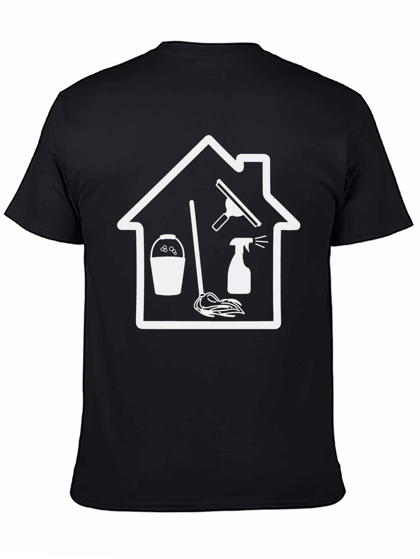 Black Cleaning Service T-Shirt - Black Crew Neck view 4