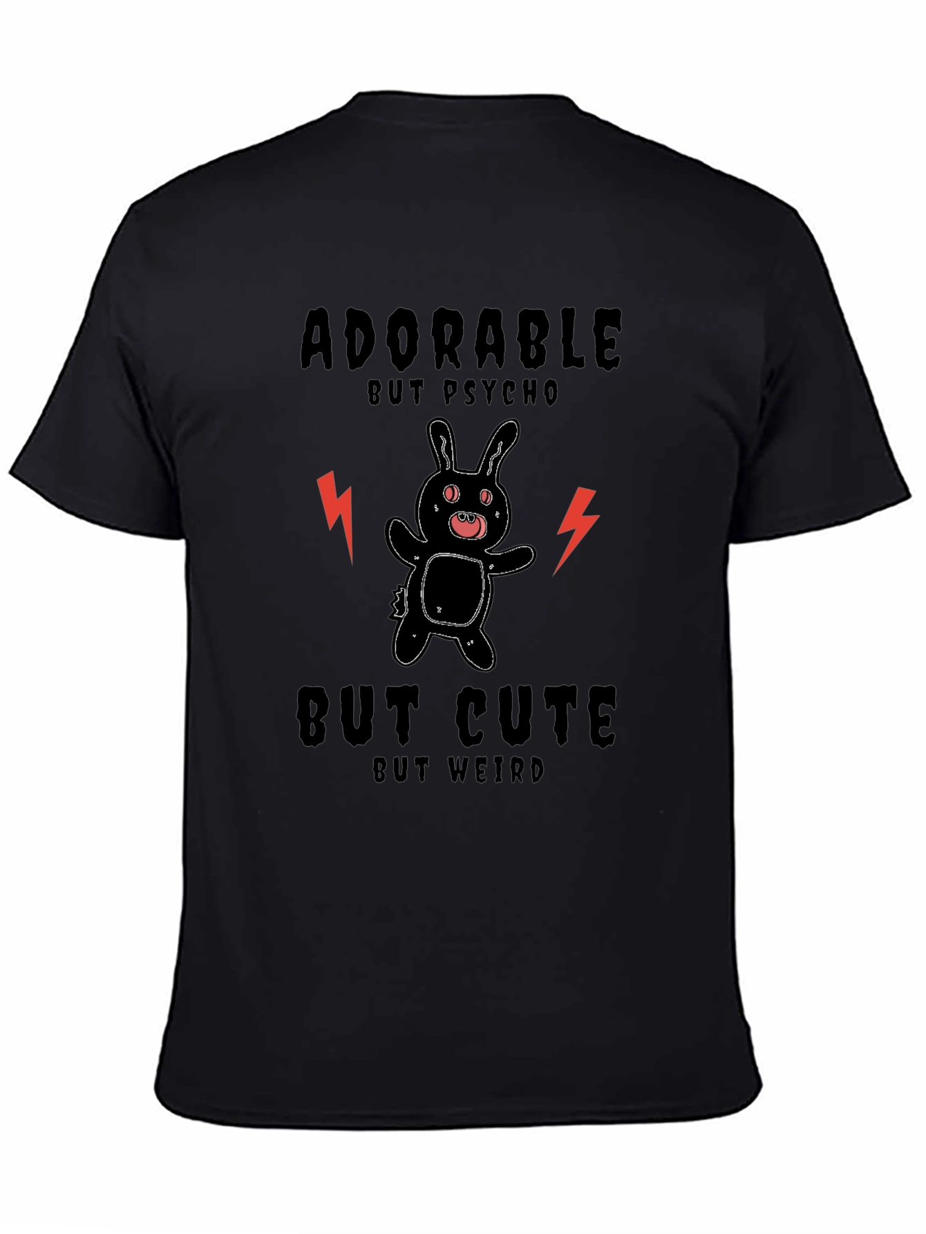 Black Adorable But Psycho Novelty T-Shirt view 4