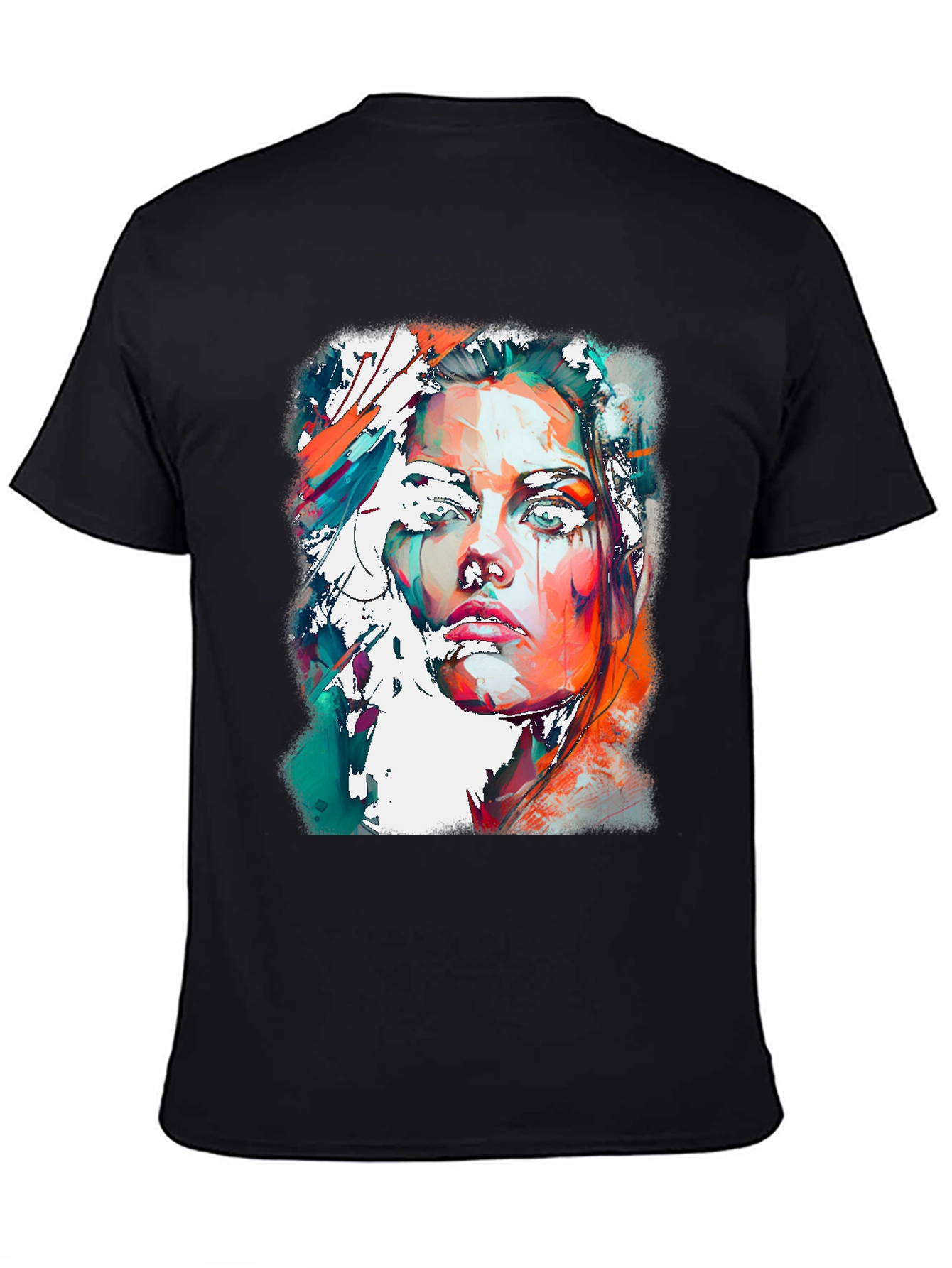 Black Abstract Woman Portrait Graphic Tee view 4