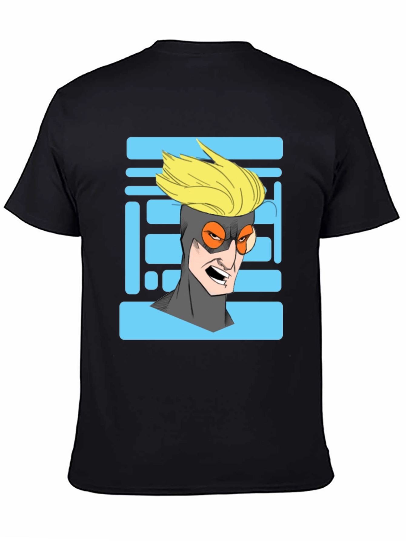 Black Cool Cartoon Character Graphic Print Black T-Shirt view 4