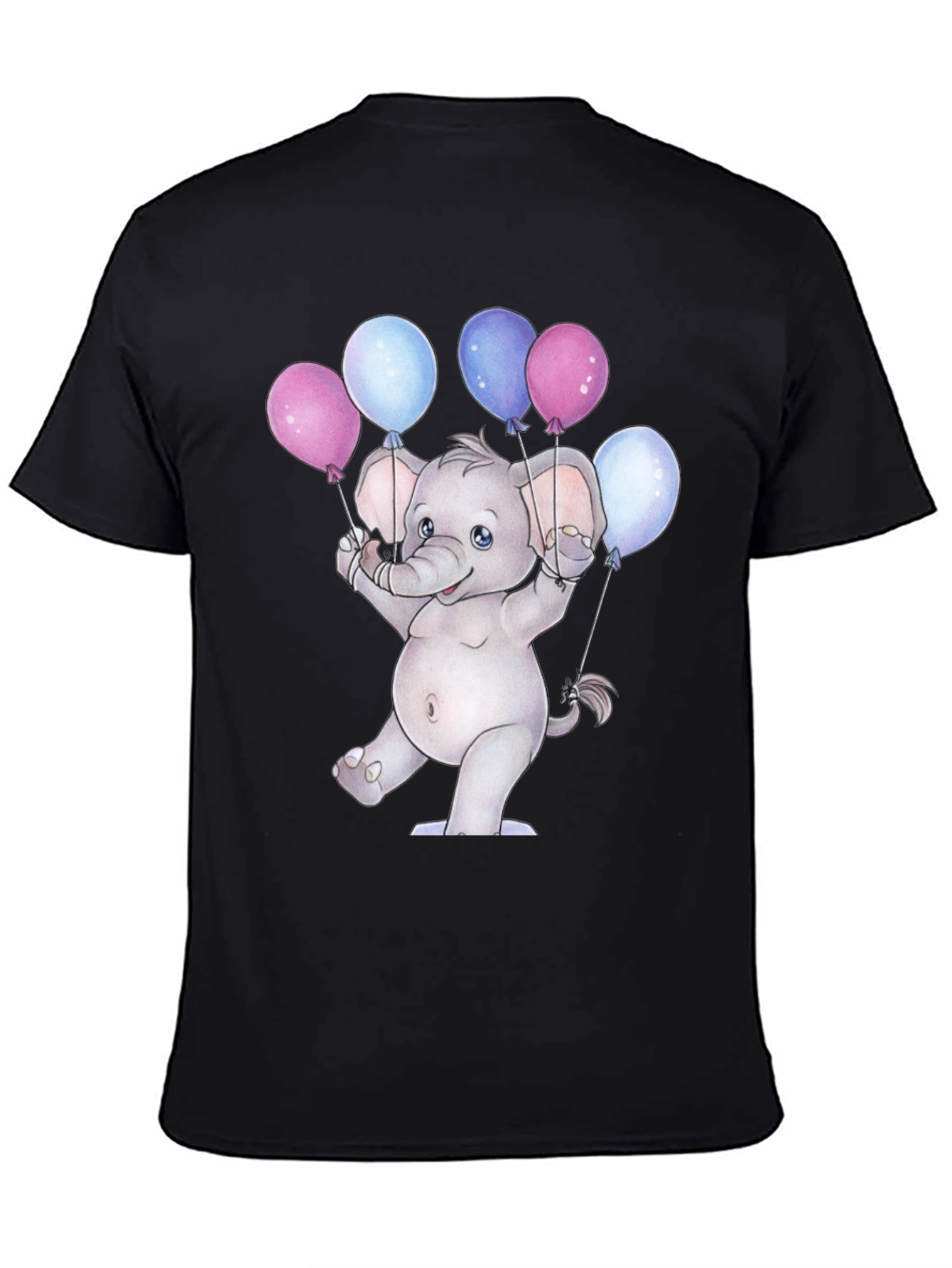 Black Elephant Balloons Graphic T-Shirt view 4