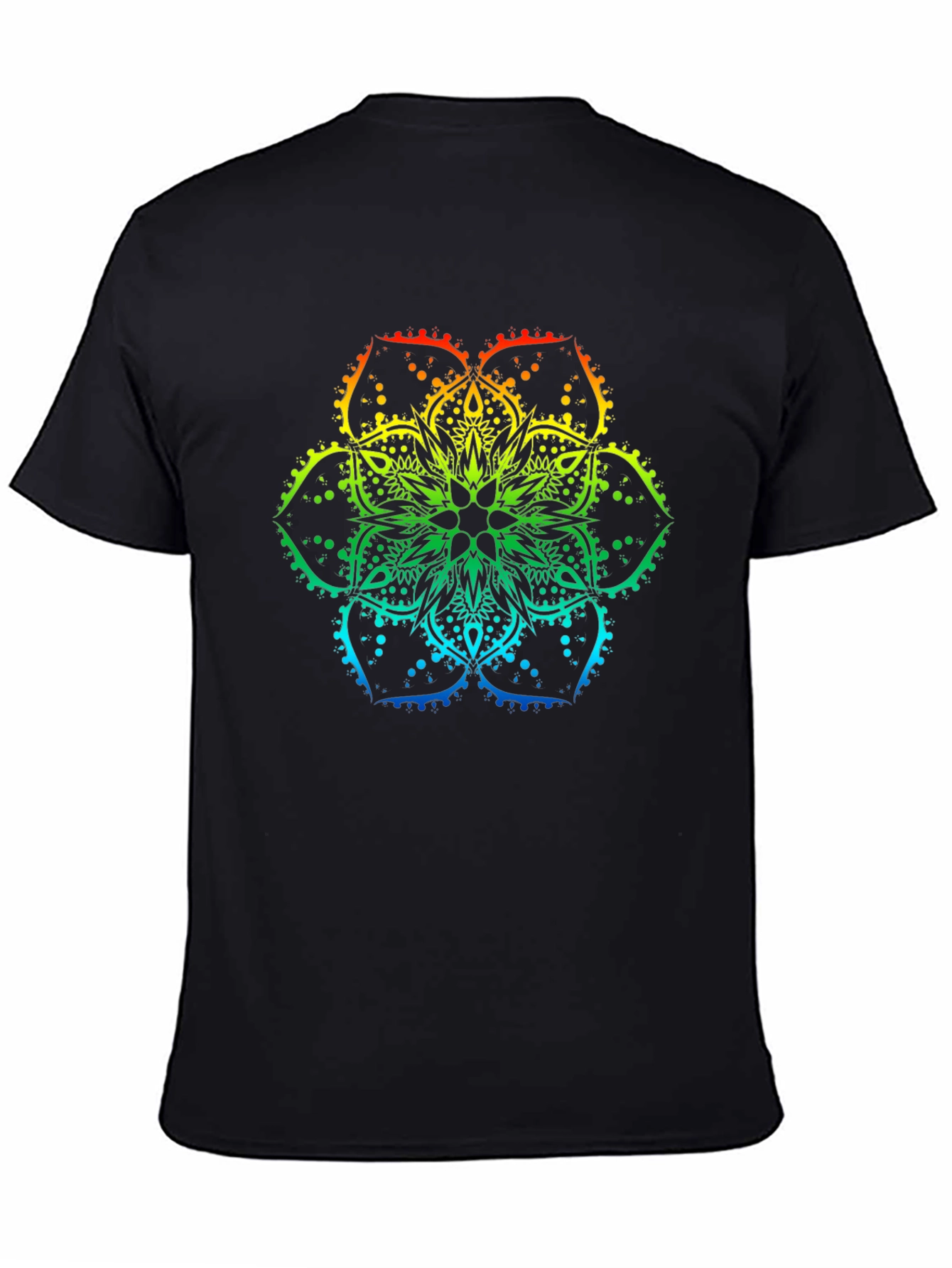 Black Rainbow Mandala Print Black T-Shirt view 4