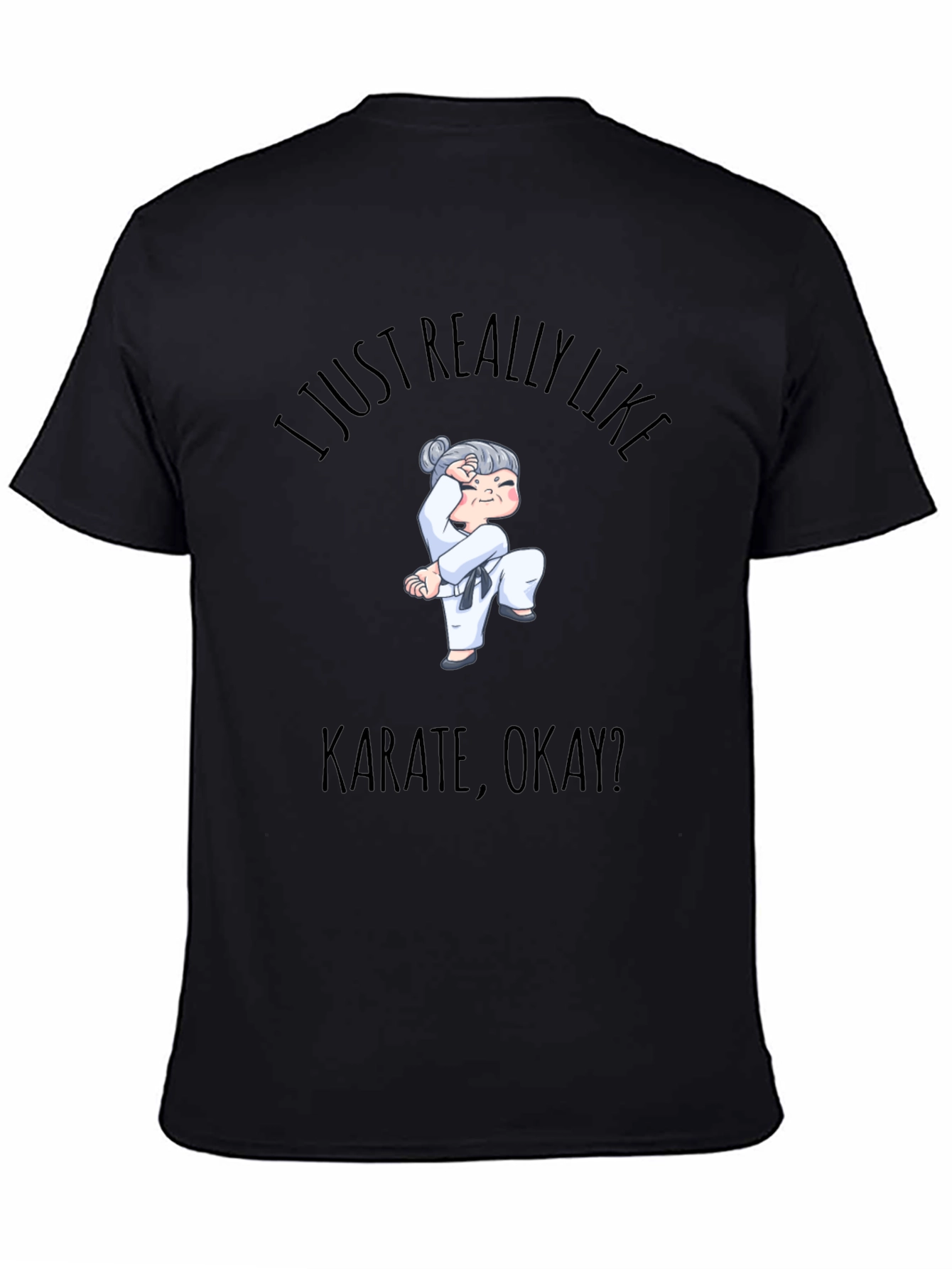 Black Karate Grandma Black T-Shirt view 4