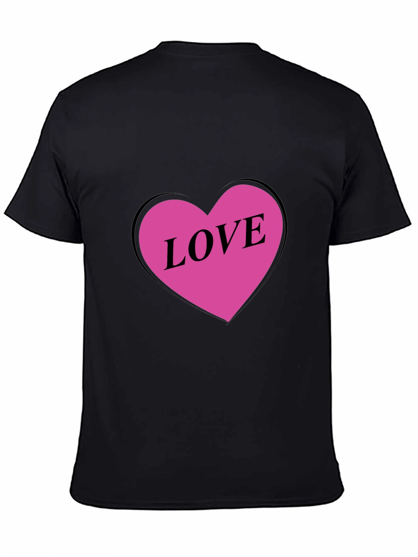 Black Love Heart Graphic Black T-Shirt view 4