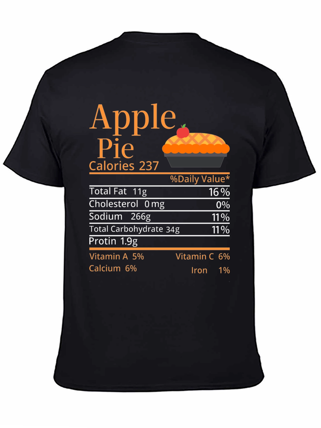 Black Apple Pie Nutrition Facts T-Shirt view 4