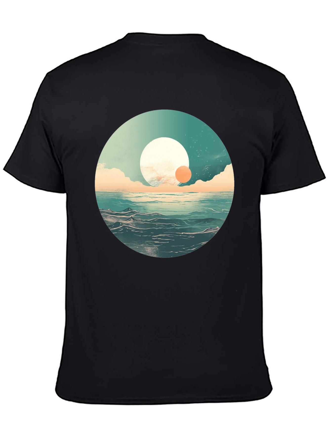 Black Ocean Sunrise Graphic Tee - Black Crew Neck view 4