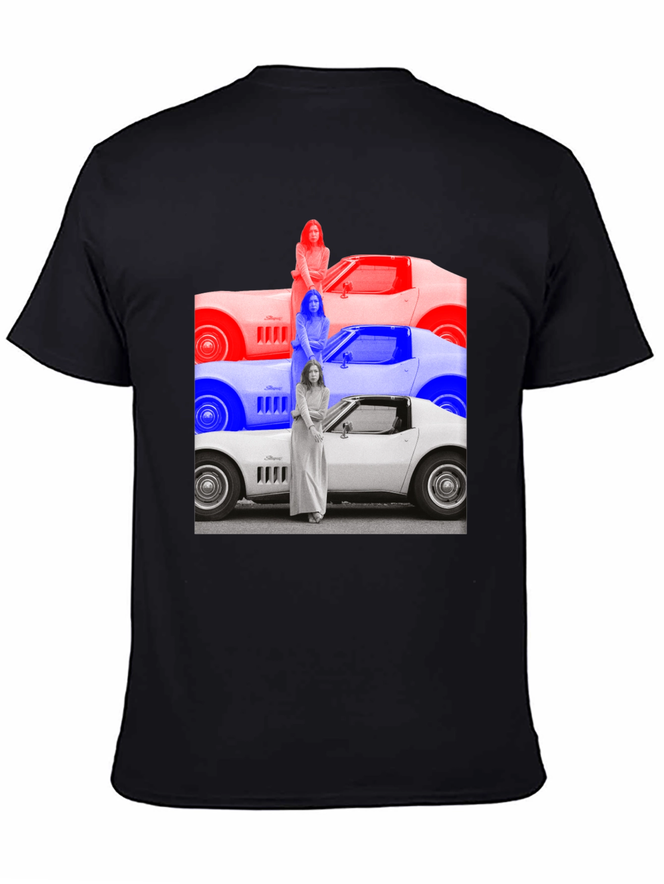 Black Vintage Vette T-Shirt - Retro Car Graphic Tee view 4