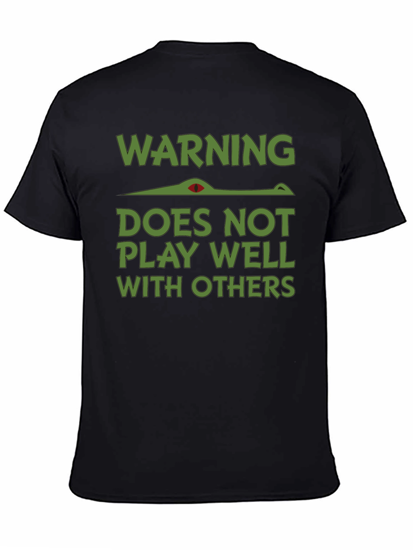 Black Warning: Does Not Play Well With Others T-Shirt view 4