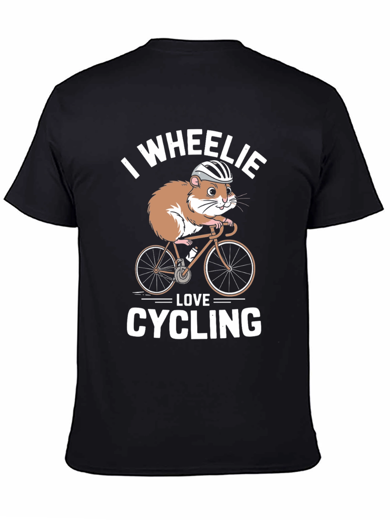 Black Hamster Cycling T-Shirt - "I Wheelie Love Cycling" view 4