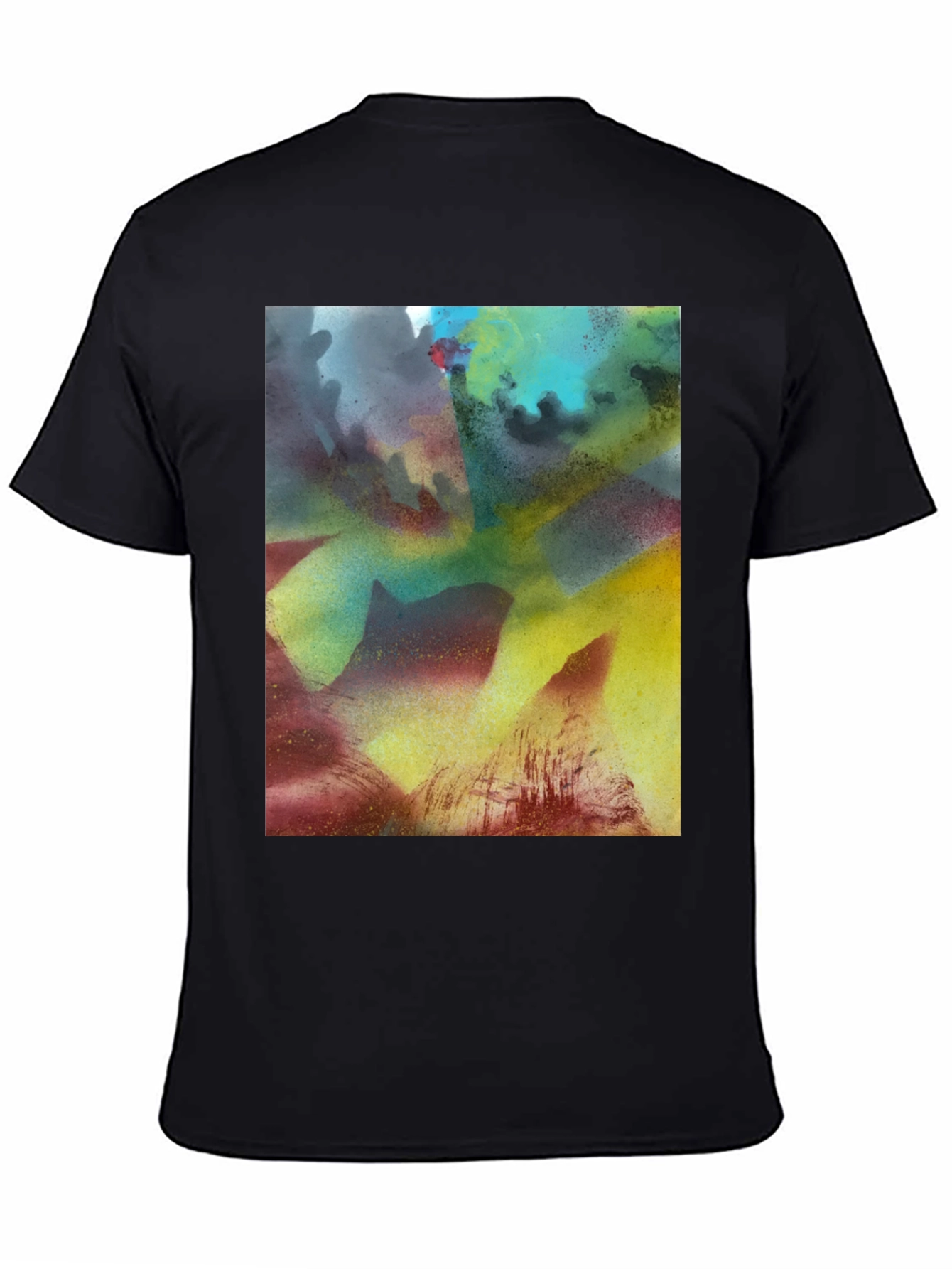 Black Abstract Art Print Black Crew Neck Tee view 4