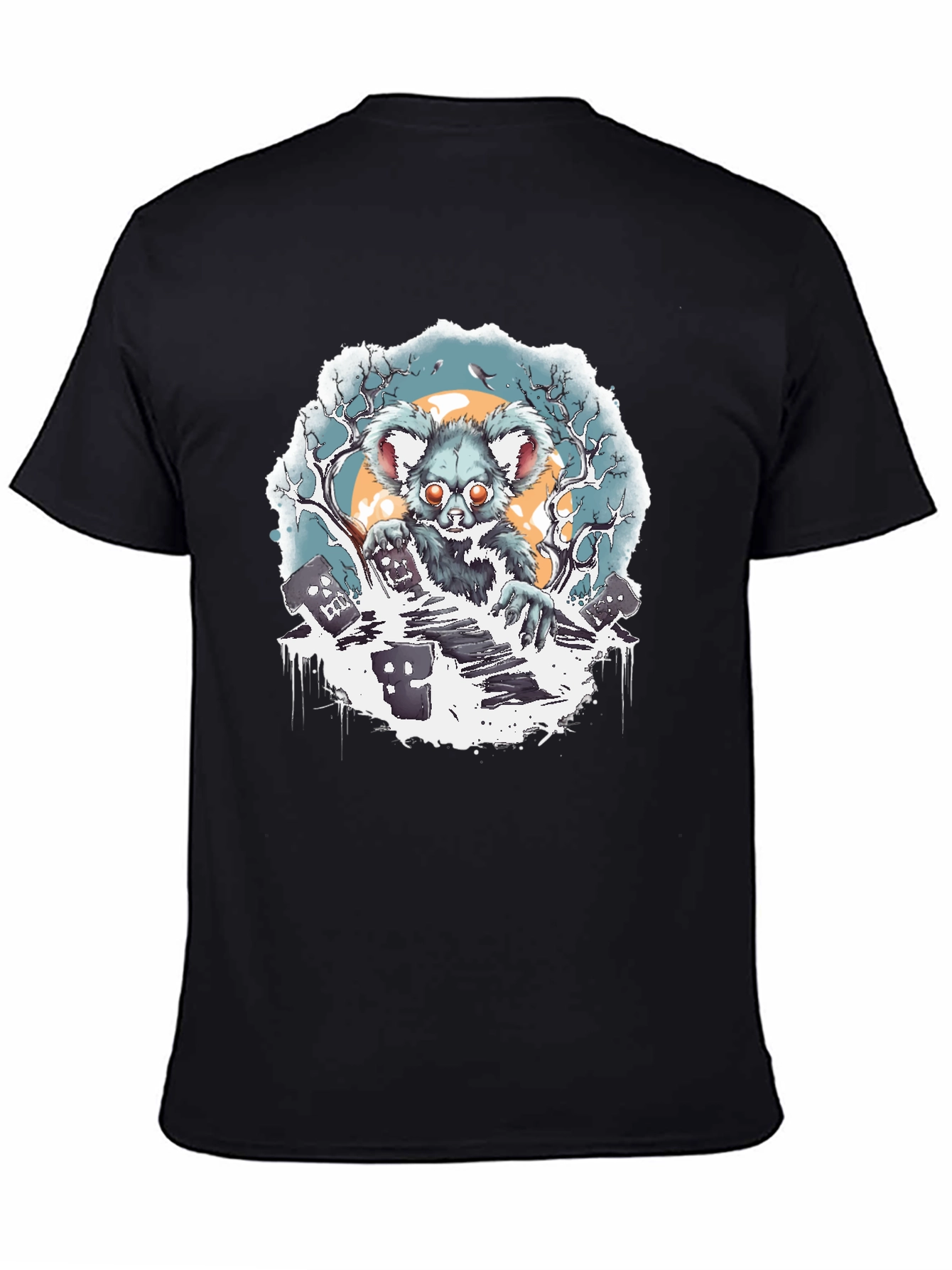 Black Zombie Koala Graphic Tee - Black Cotton Blend view 4