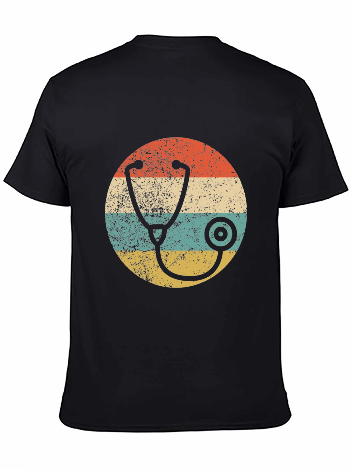 Black Retro Stethoscope Graphic Tee view 4