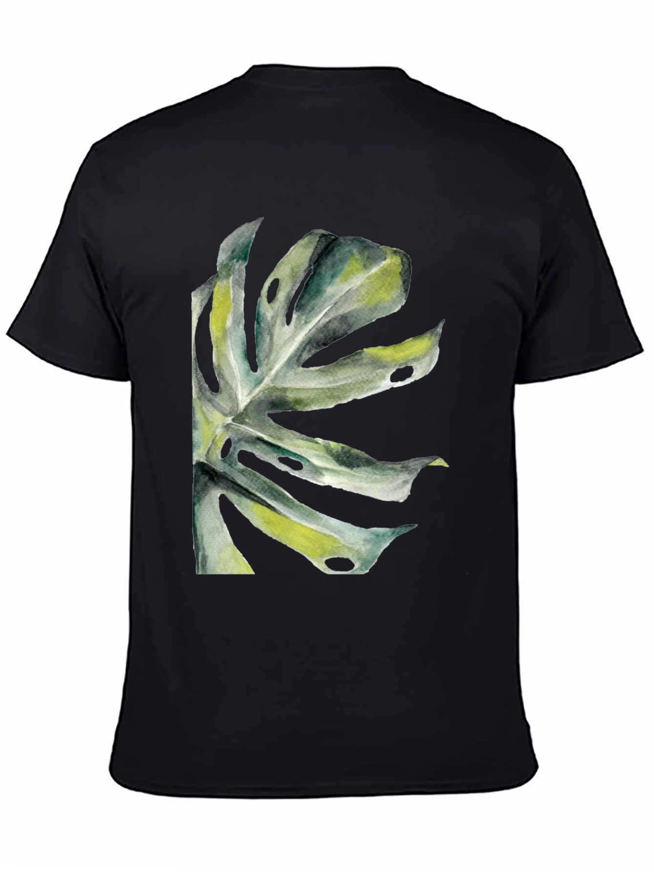 Black Tropical Leaf Graphic T-Shirt - Black view 4