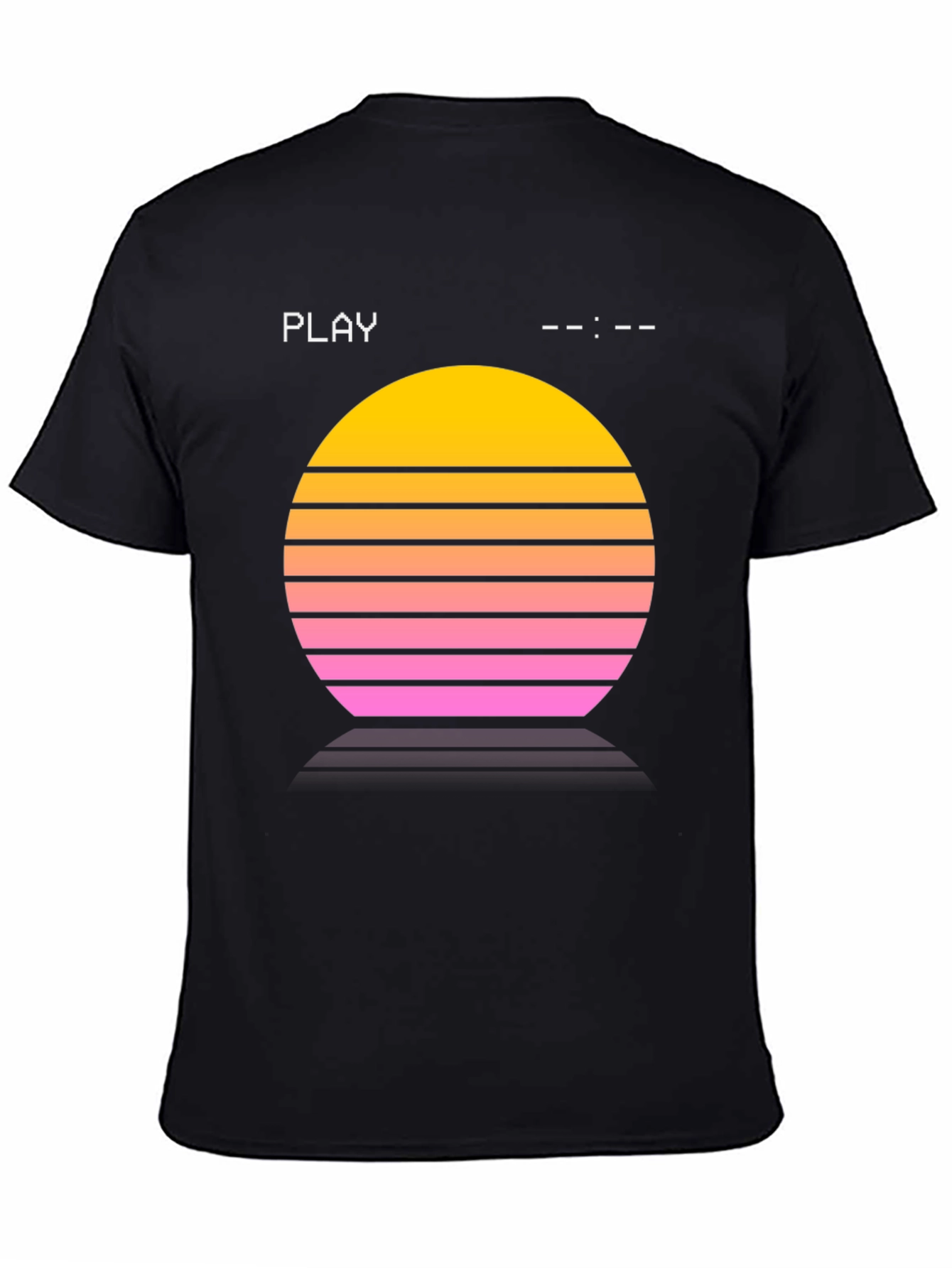 Black Retro Sunset Tee - Synthwave Style view 4