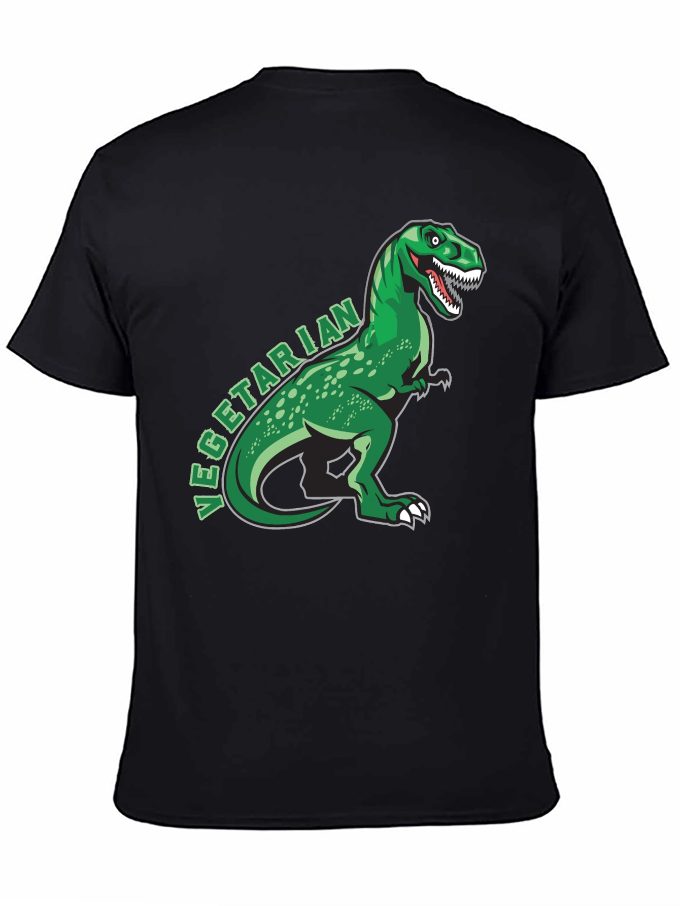 Black Vegetarian Dinosaur T-Shirt - Funny Graphic Tee view 4