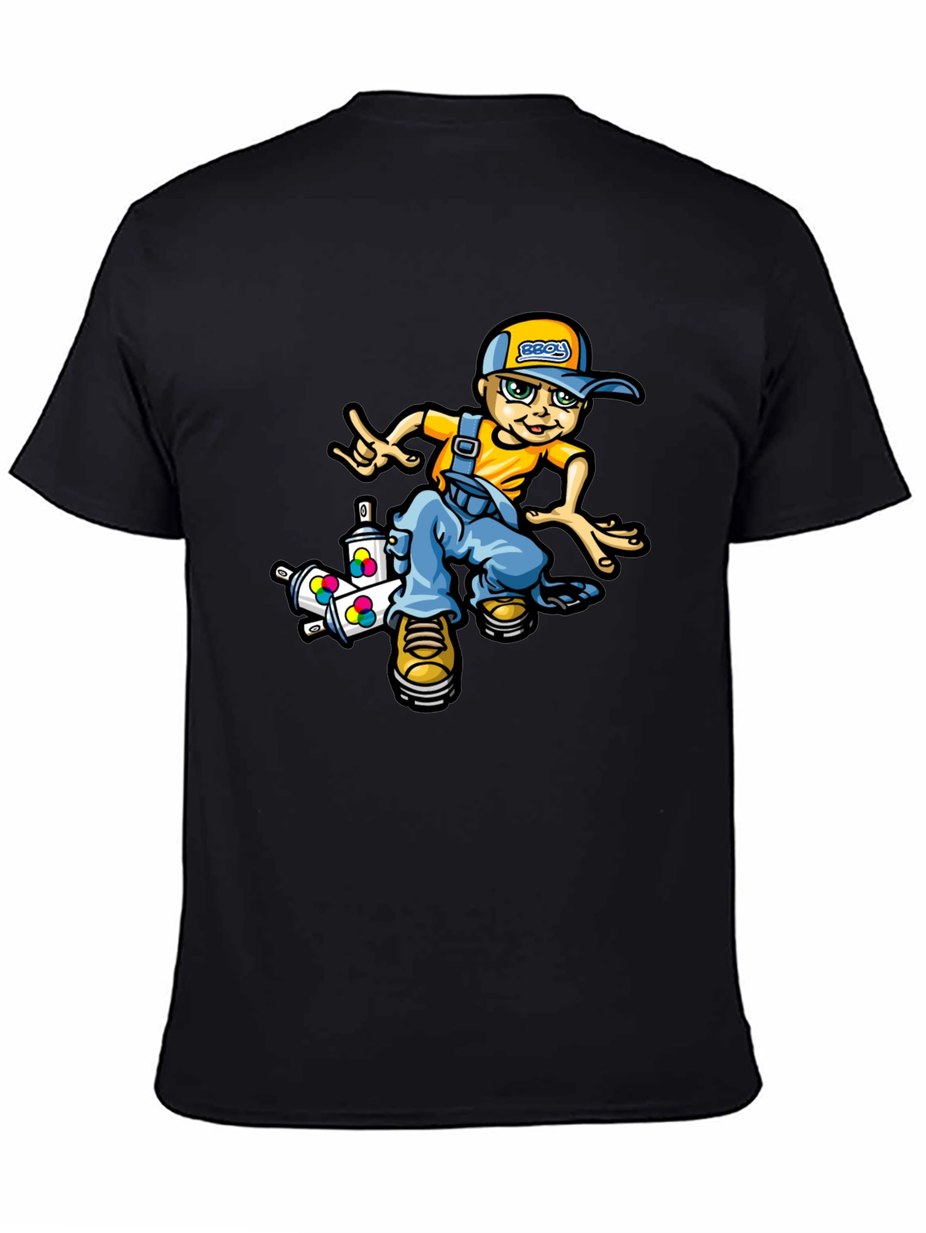 Black Cool Cartoon Boy T-Shirt view 4