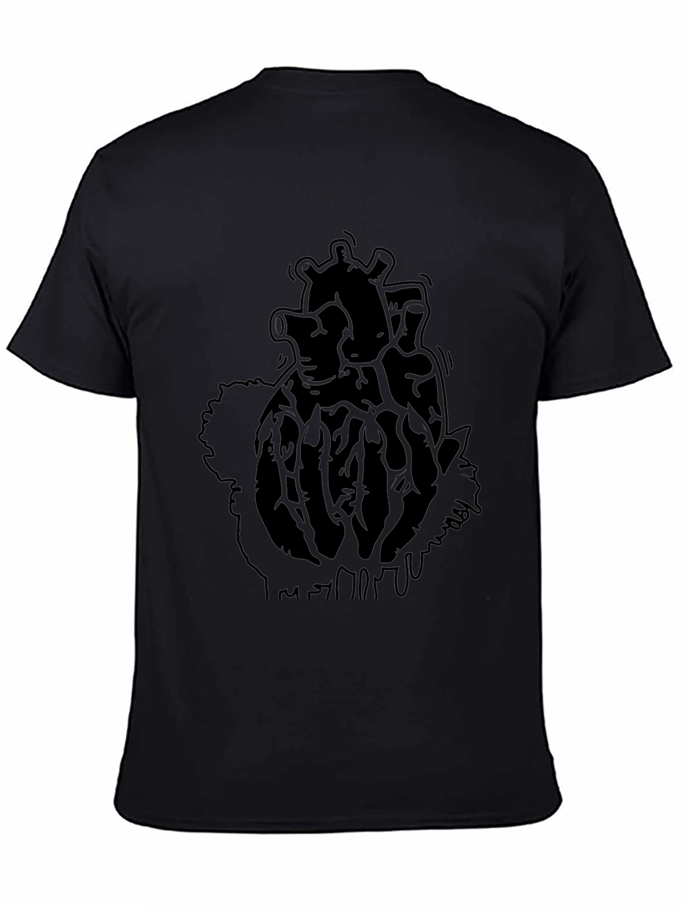 Black Men's Black Anatomical Heart Graphic Tee view 4